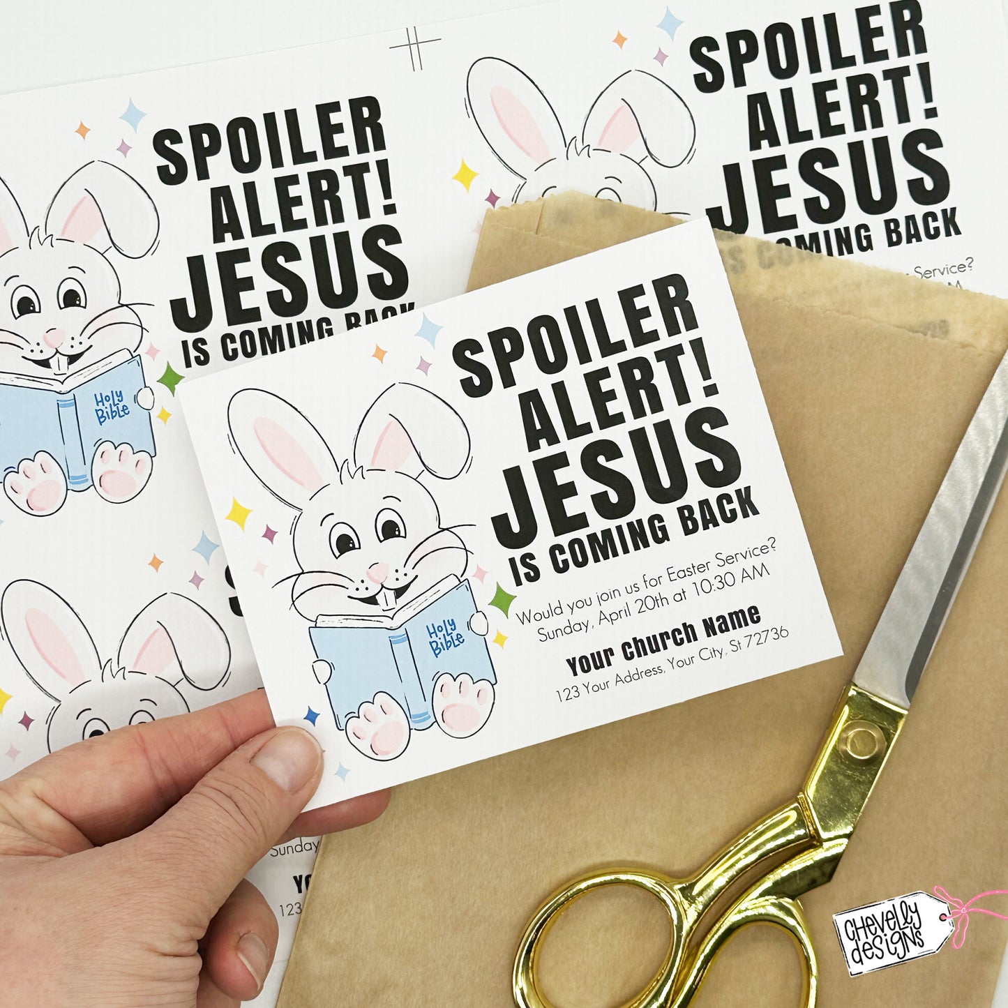 EDITABLE Printable Easter Invitation Handout, Spoiler Alert Jesus is Coming Back