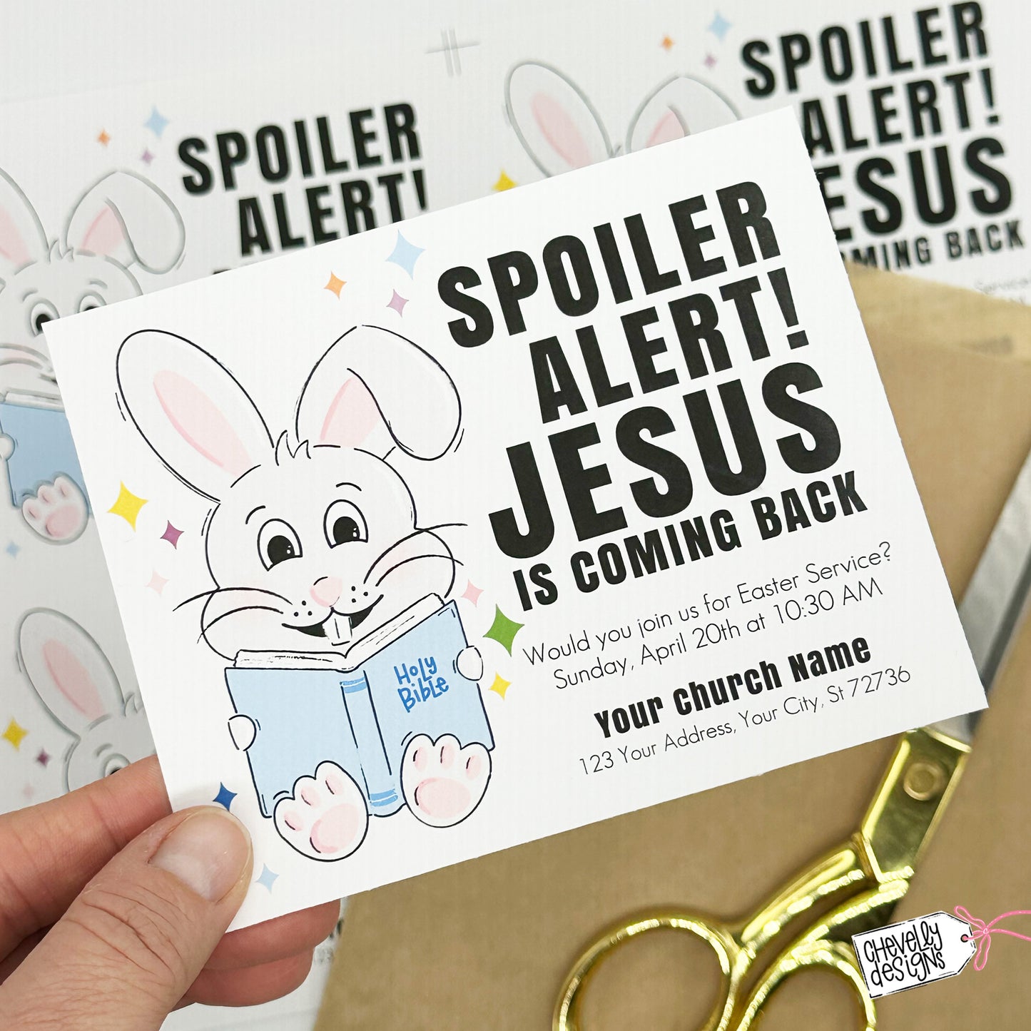 EDITABLE Printable Easter Invitation Handout, Spoiler Alert Jesus is Coming Back