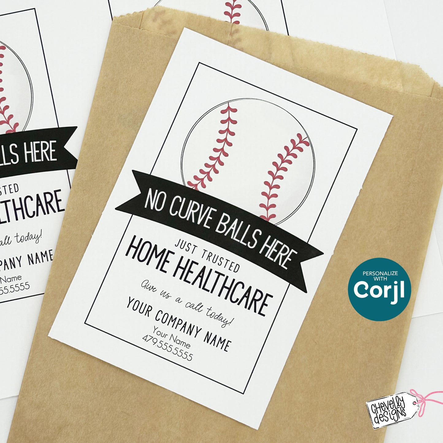 EDITABLE - Printable Referral Gift Tags,  No Curveballs Just Trusted Healthcare, Baseball, Marketing, Digital File