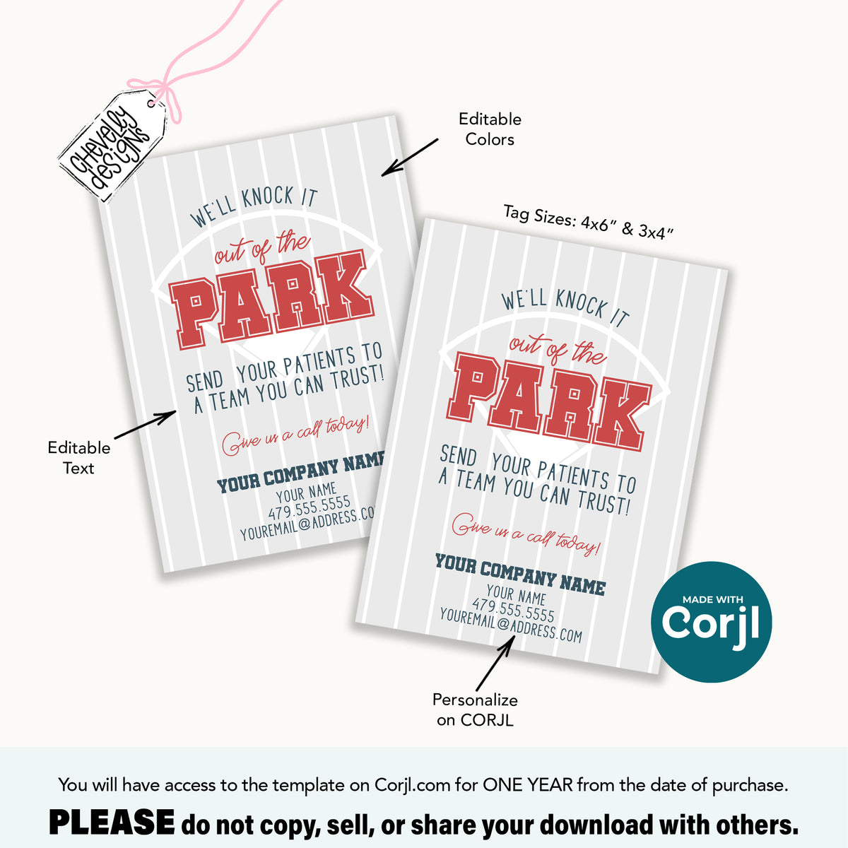 EDITABLE - Printable Referral Gift Tags, We'll Knock It Out of the Par ...