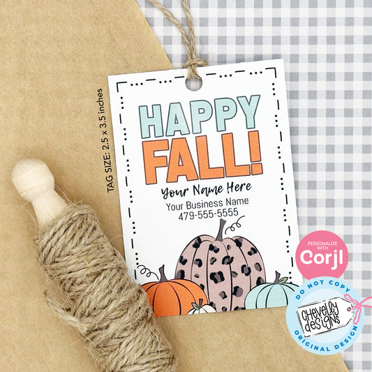 EDITABLE - Happy Fall Pumpkin Gift Tags - Printable Digital File