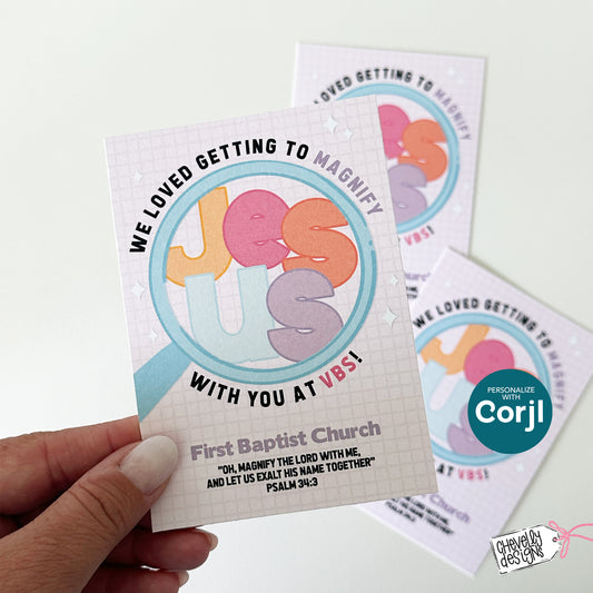 Editable VBS Gift Tags Printable – Magnifying Jesus Theme – Vacation Bible School Favor Tags