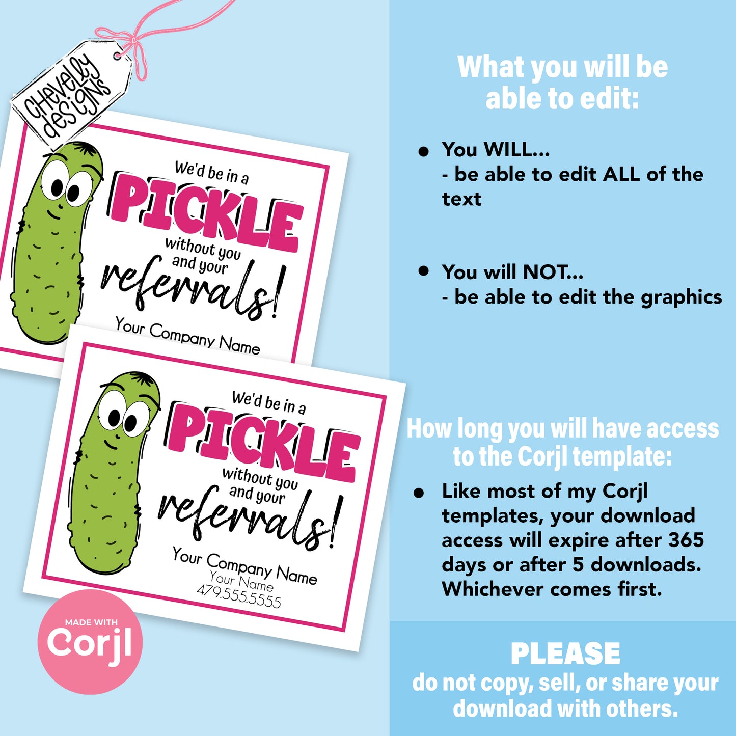 Editable Pickle Referral Gift Tag - We'd be in a PICKLE without You - Printable Gift Tags - Digital File