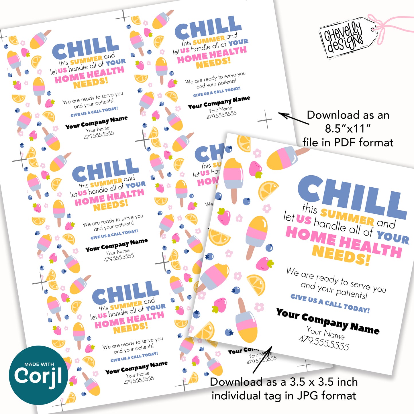Editable Popsicle Referral Tag | Chill This Summer | Printable Marketing Gift Tag | Digital File