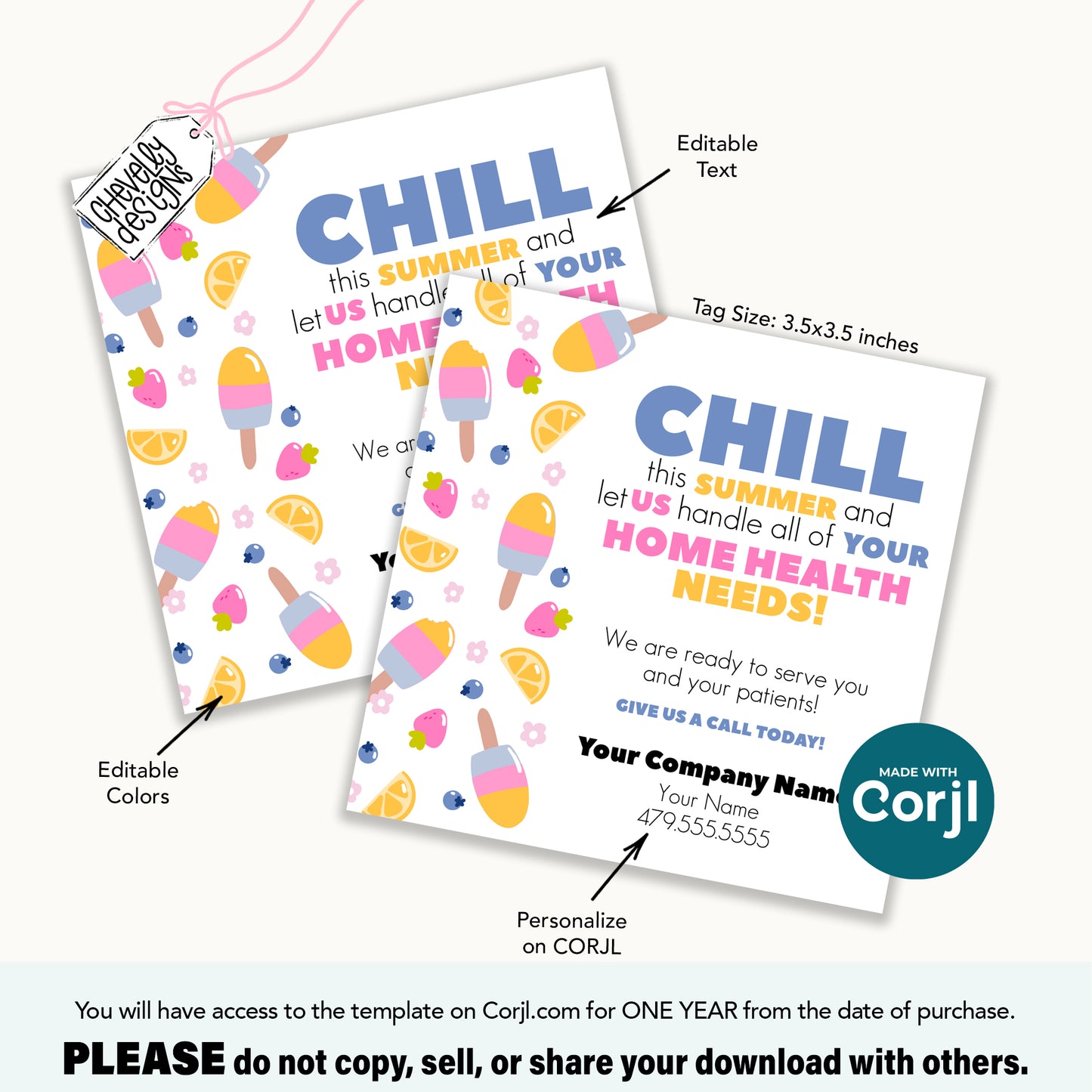 Editable Popsicle Referral Tag | Chill This Summer | Printable Marketing Gift Tag | Digital File