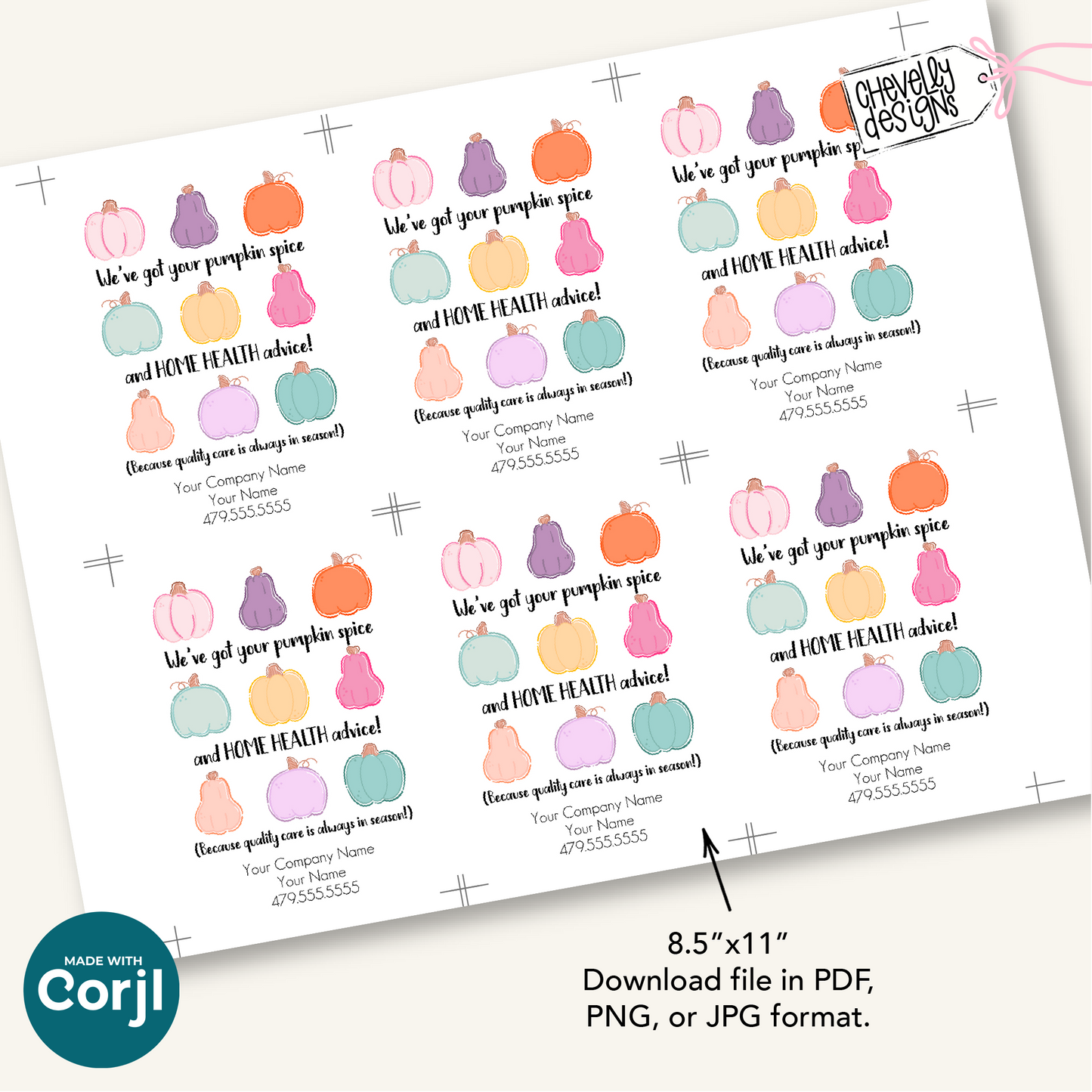 Editable Fall Referral Gift Tag | Pumpkin Spice & Home Health Advice | Printable Marketing Labels - Digital File