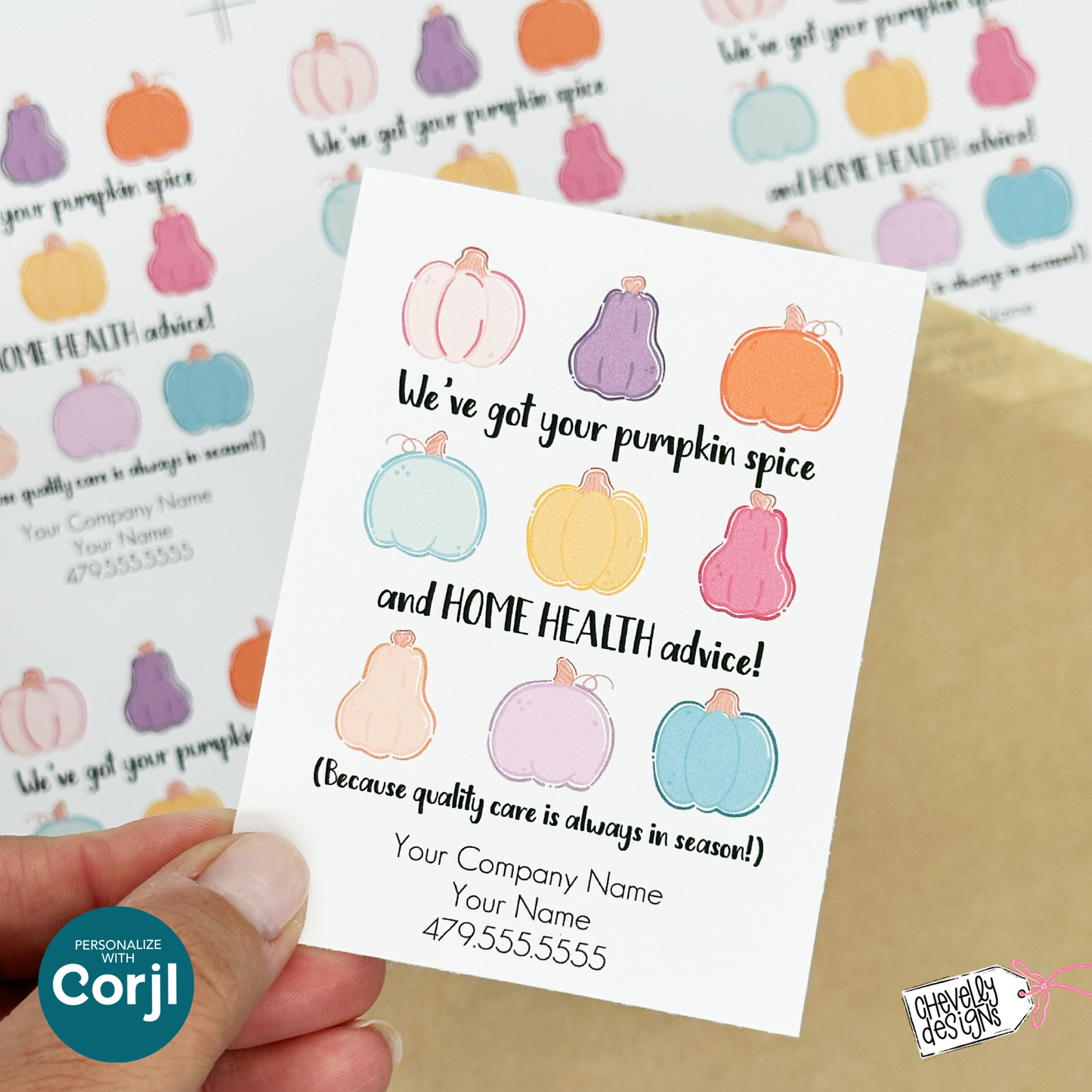 Editable Fall Referral Gift Tag | Pumpkin Spice & Home Health Advice | Printable Marketing Labels - Digital File