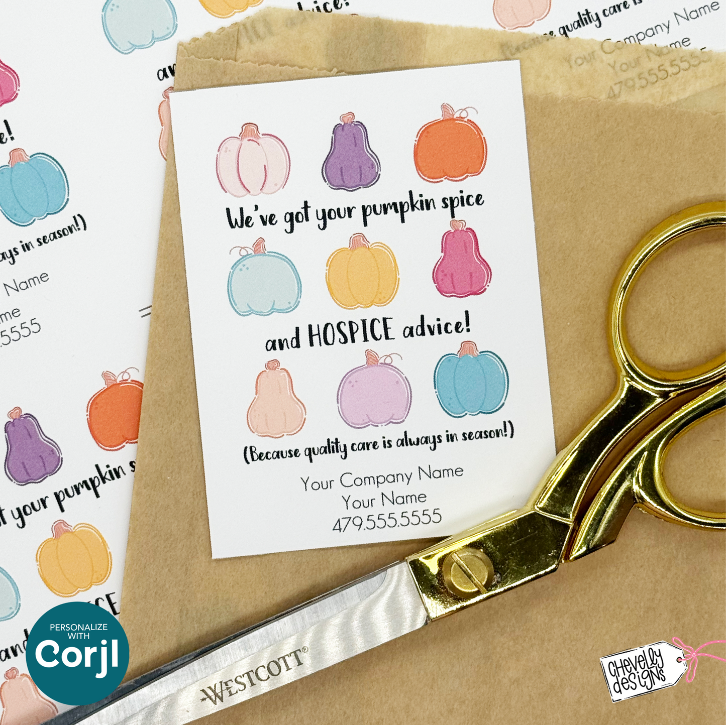 Editable Fall Referral Gift Tag | Pumpkin Spice & Hospice Advice | Printable Marketing Labels - Digital File