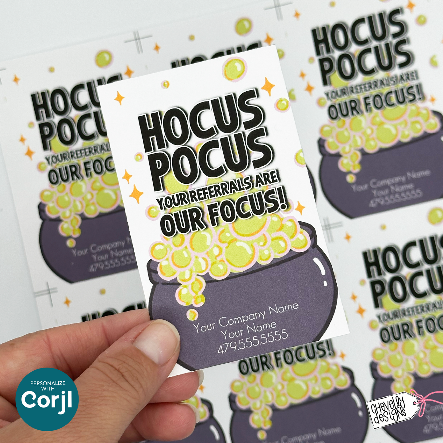 EDITABLE Halloween Referral Gift Tag - Hocus Pocus Your Referrals Are Our Focus - Printable Marketing Labels - Digital File