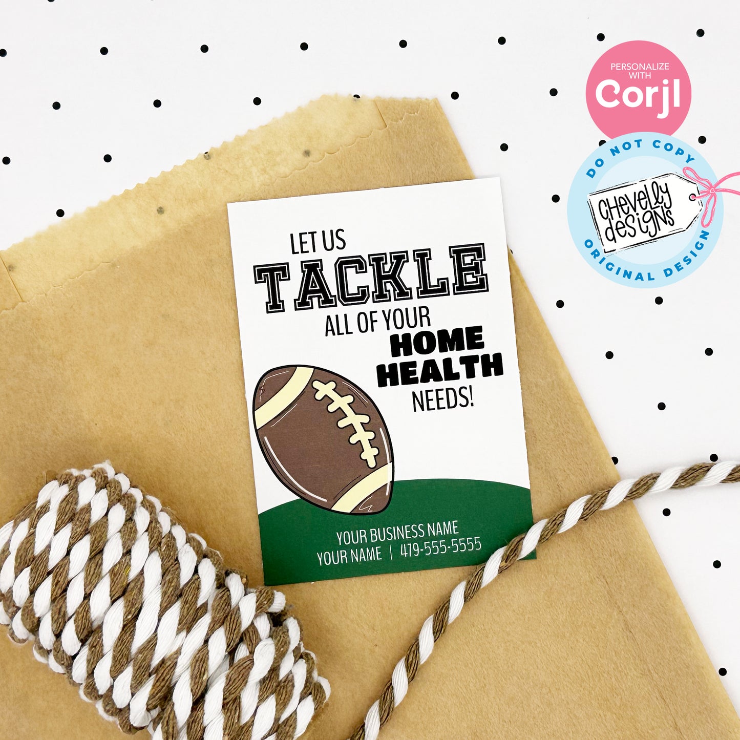 Editable - Let Us Tackle Your Home Health Needs - Printable Football Referral Gift Tags - Digital File