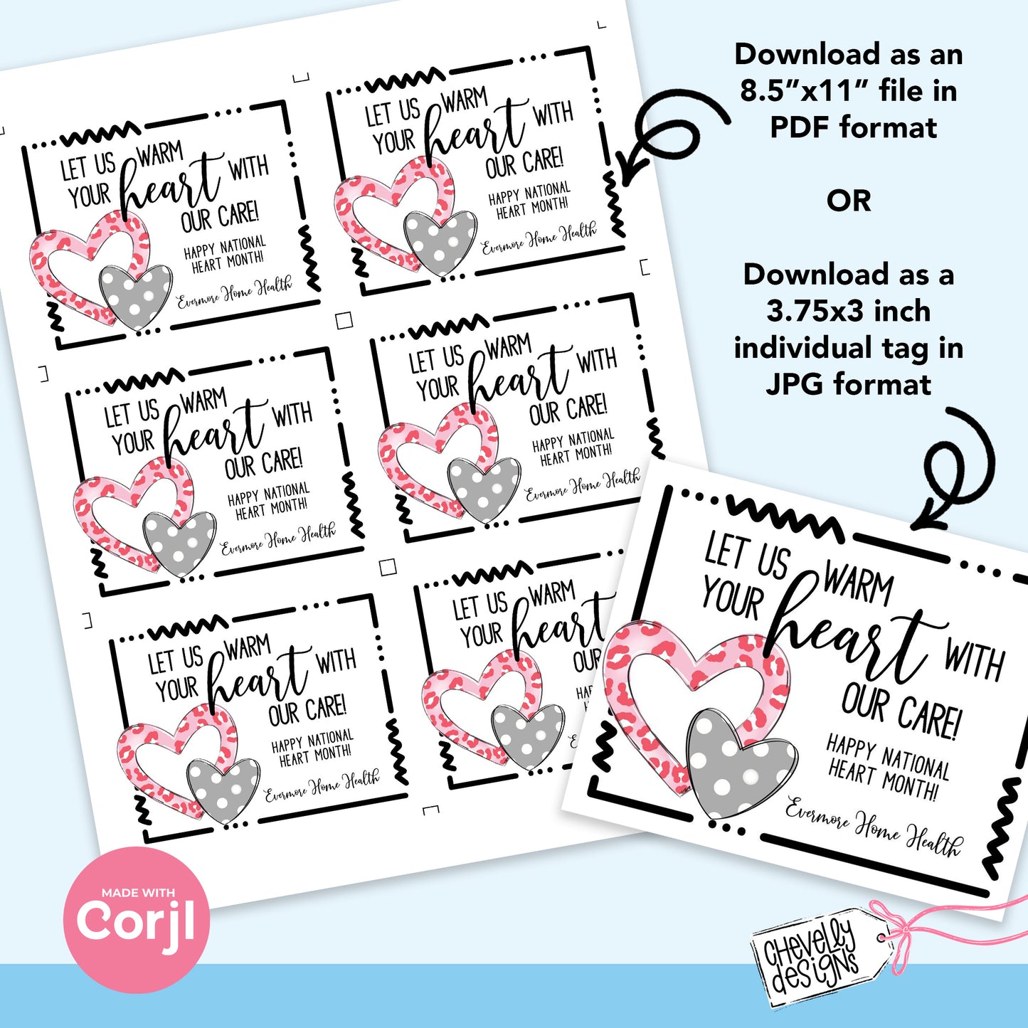 EDITABLE - Warm Your Heart Business Referral Gift Tags - Printable Digital File