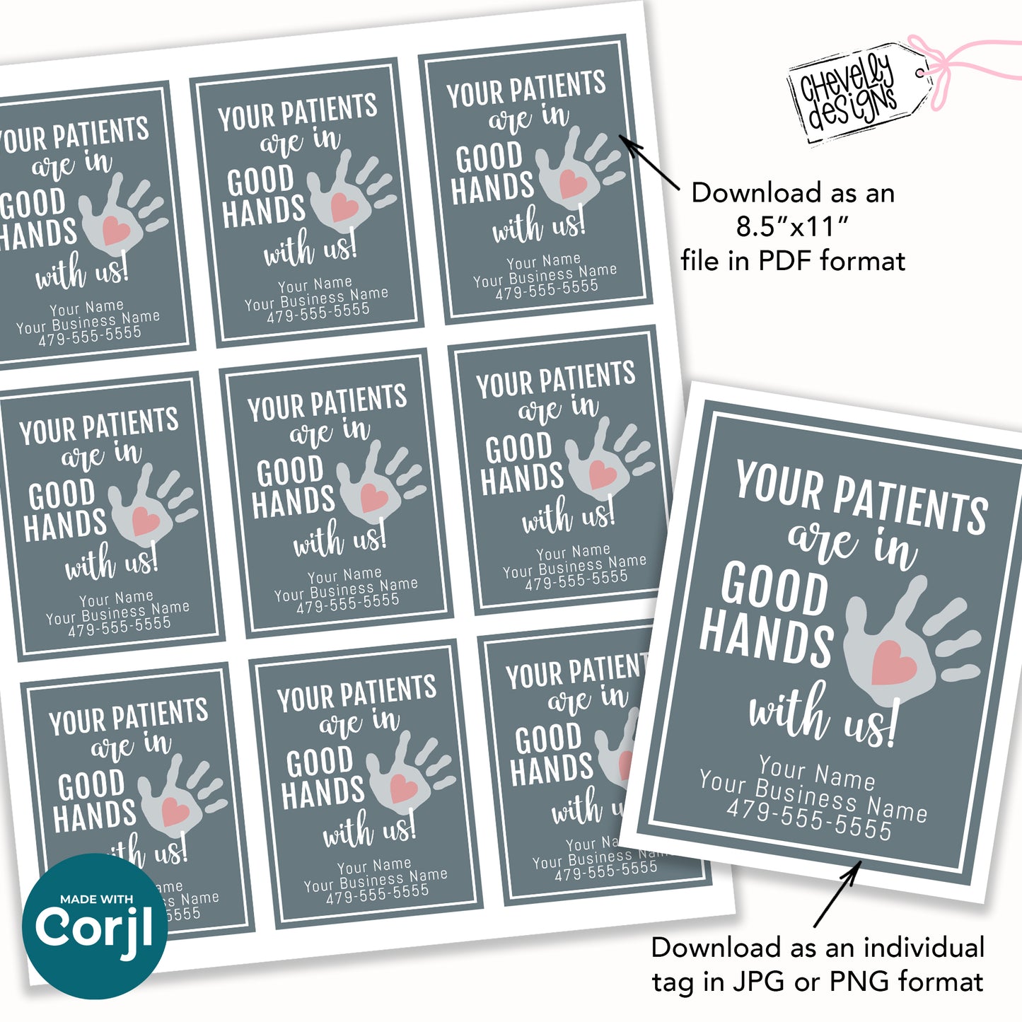 Editable - Your Patients are in Good Hands - Business Referral Tags - Printable Digital File
