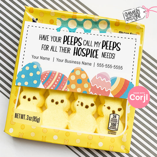 Editable - Call my Peeps for your Hospice Needs - Business Referrals and Marketing Gift Tags - Printable  Digital File