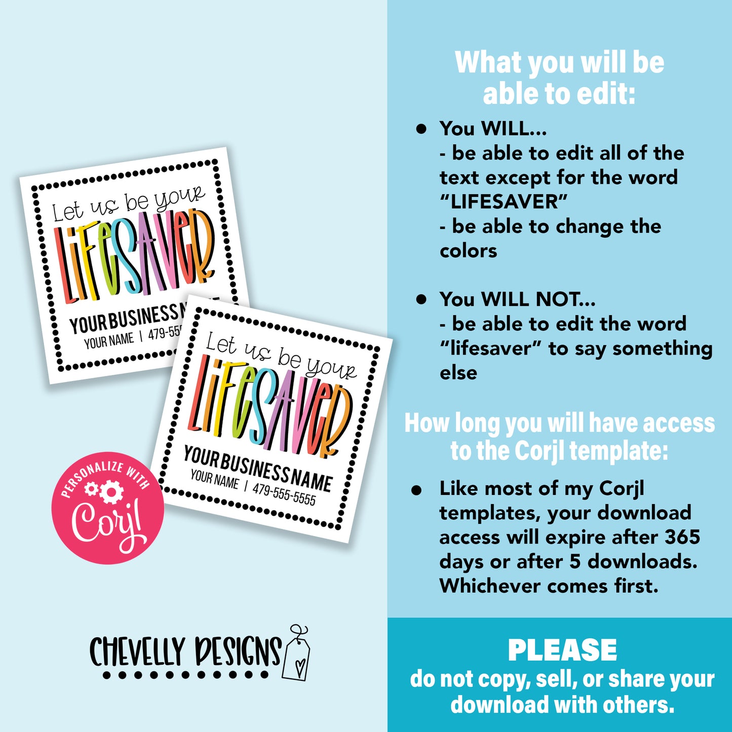 Editable - Let Us Be Your Lifesavers - Referral Gift Tags for Business Marketing - Printable - Digital File