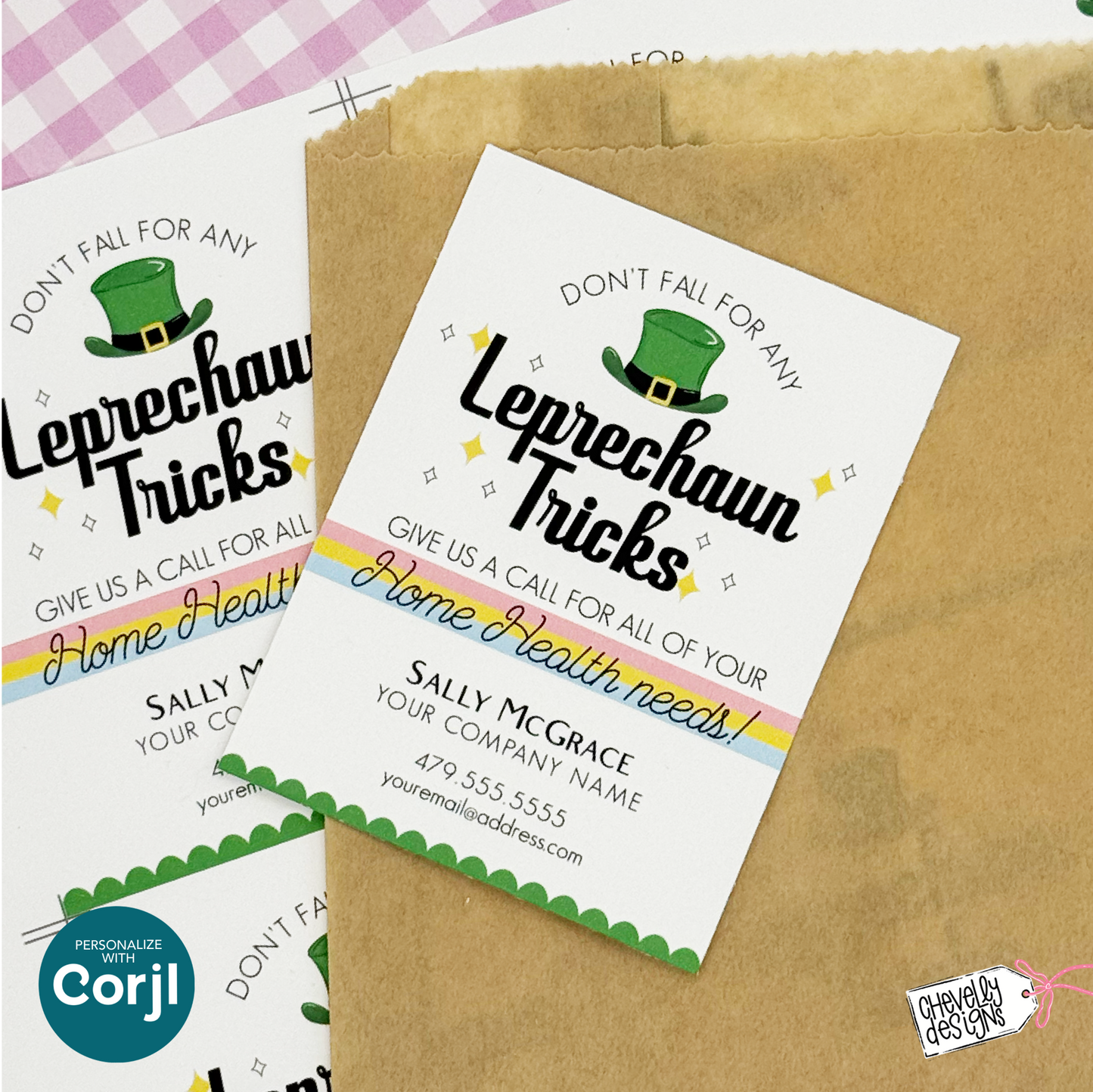 Editable Referral Gift Tag: Leprechaun Tricks, St Patrick Home Health Marketing Label (Printable Digital File)
