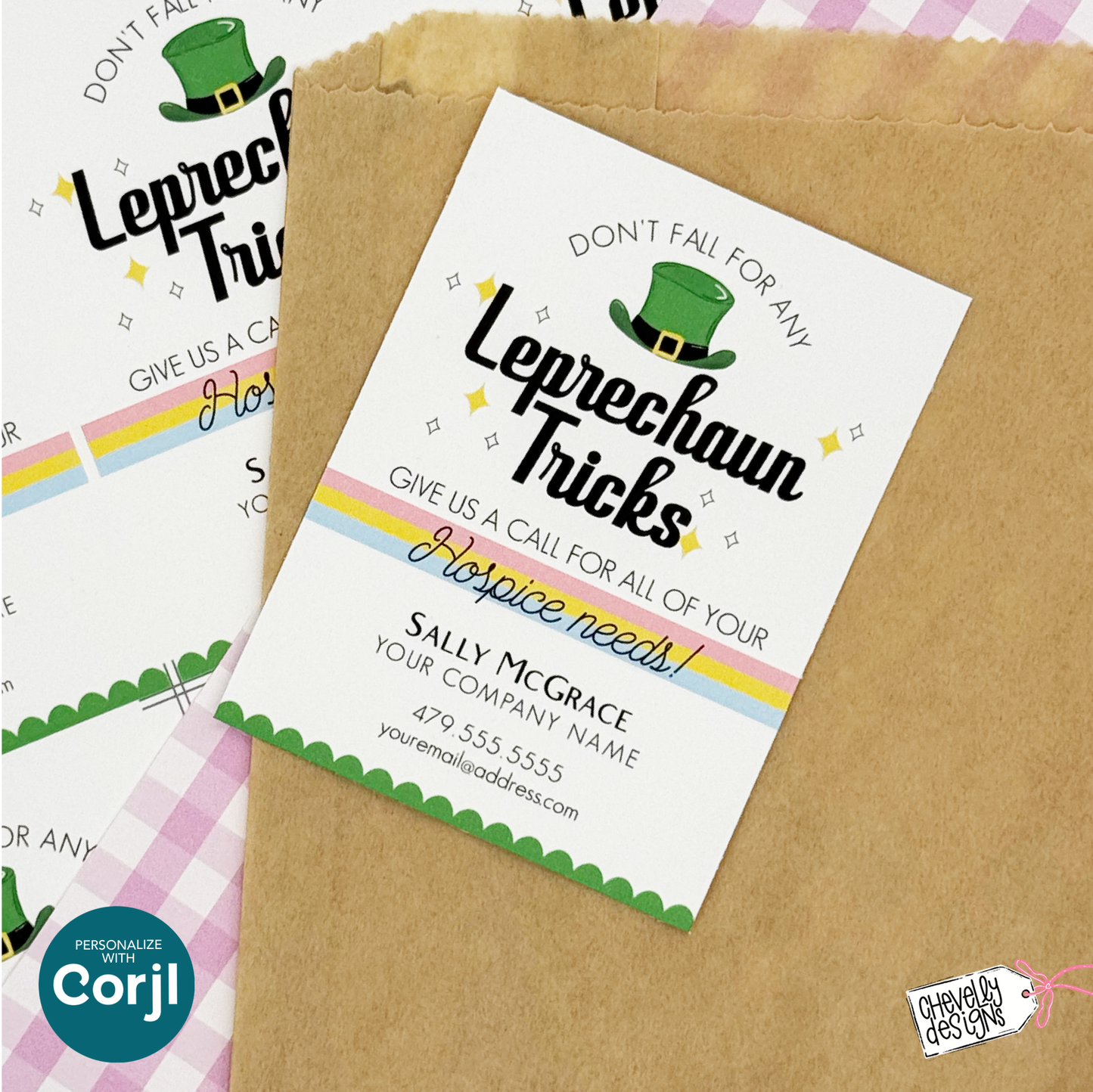 Editable Referral Gift Tag: Leprechaun Tricks, St Patrick Hospice Marketing Label (Printable Digital File)