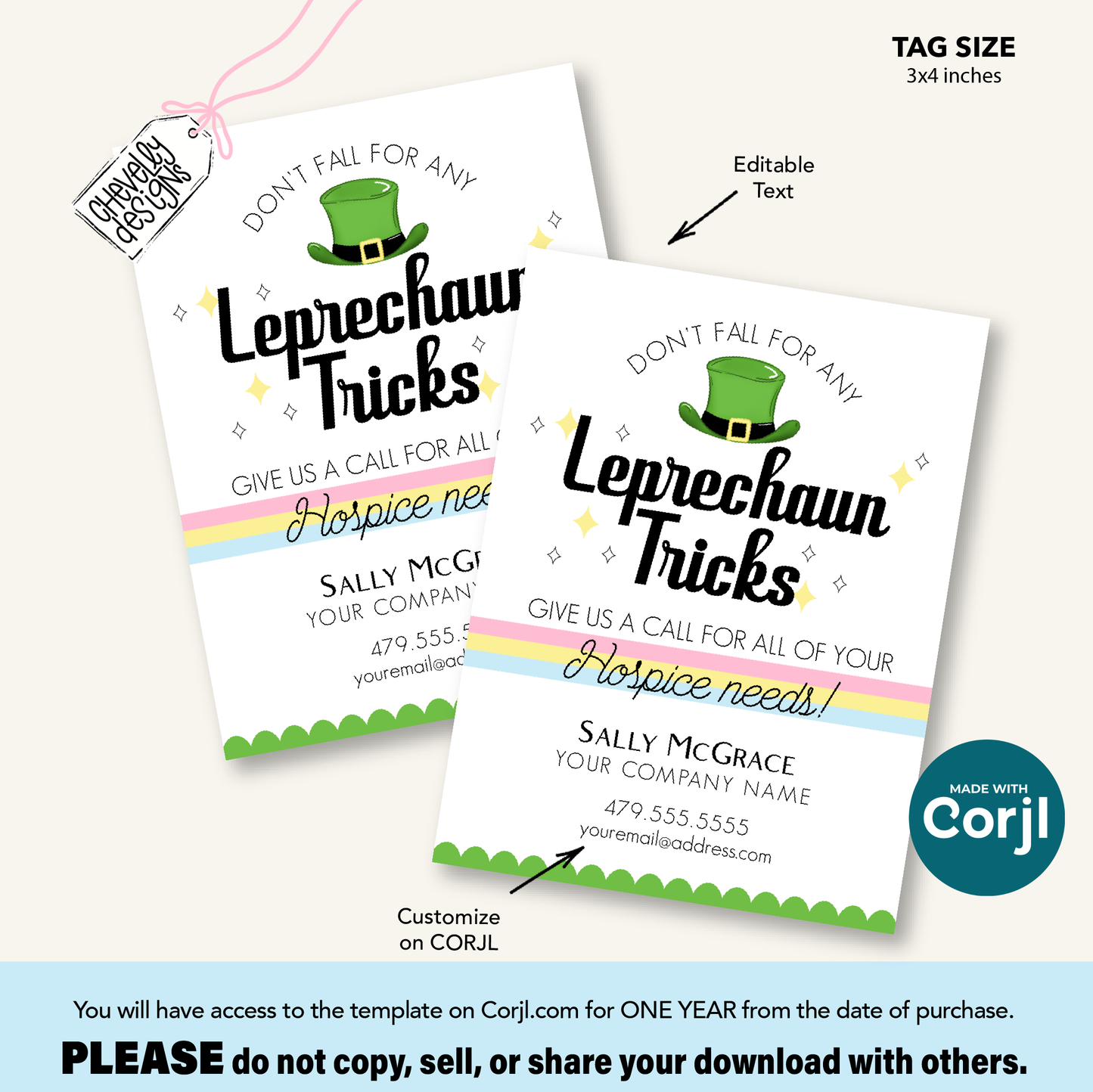 Editable Referral Gift Tag: Leprechaun Tricks, St Patrick Hospice Marketing Label (Printable Digital File)