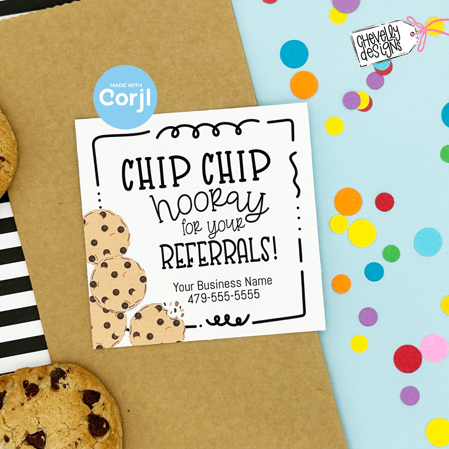 Editable - Chocolate Chip Cookie Gift Tags for Business Referrals - Printable Digital File