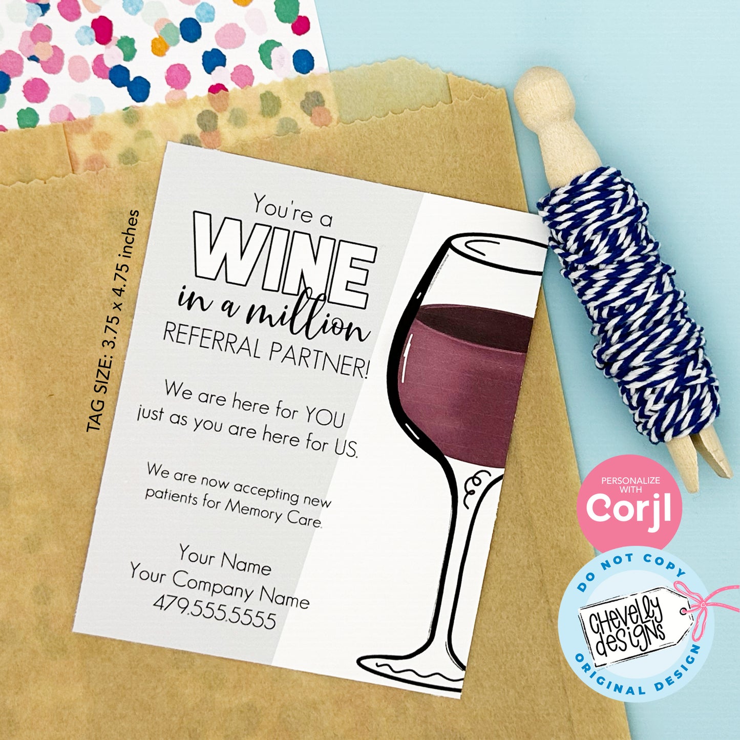 Editable Wine Referral Gift Tags - You're a Wine in a Million Referral Partner - Printable Digital File