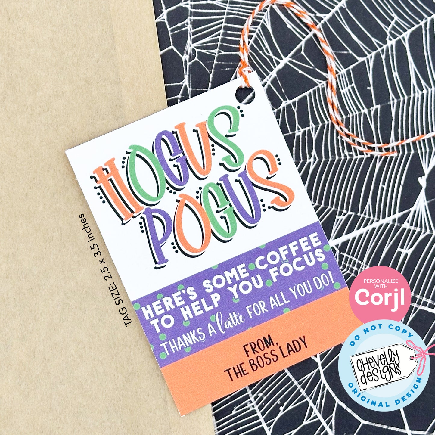 EDITABLE - Hocus Pocus Coffee Thank You Staff Appreciation Gift Tags - Printable Digital File