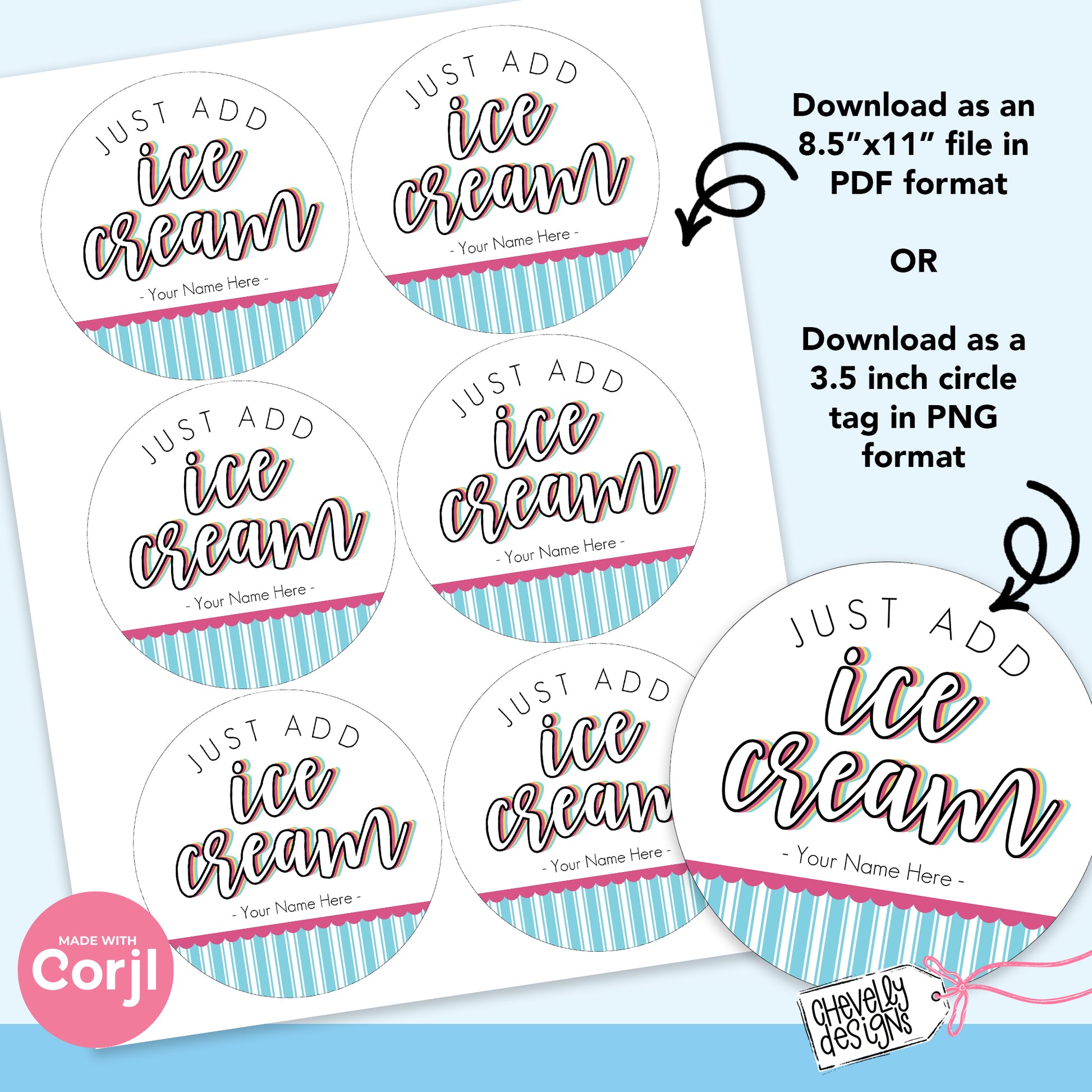 editable-just-add-ice-cream-circle-gift-tags-printable-digital-f-chevelly-designs for Just Add Ice Cream Free Printable EDITABLE - Just Add Ice Cream - Circle Gift Tags - Printable Digital F – Chevelly Designs for Just Add Ice Cream Free Printable