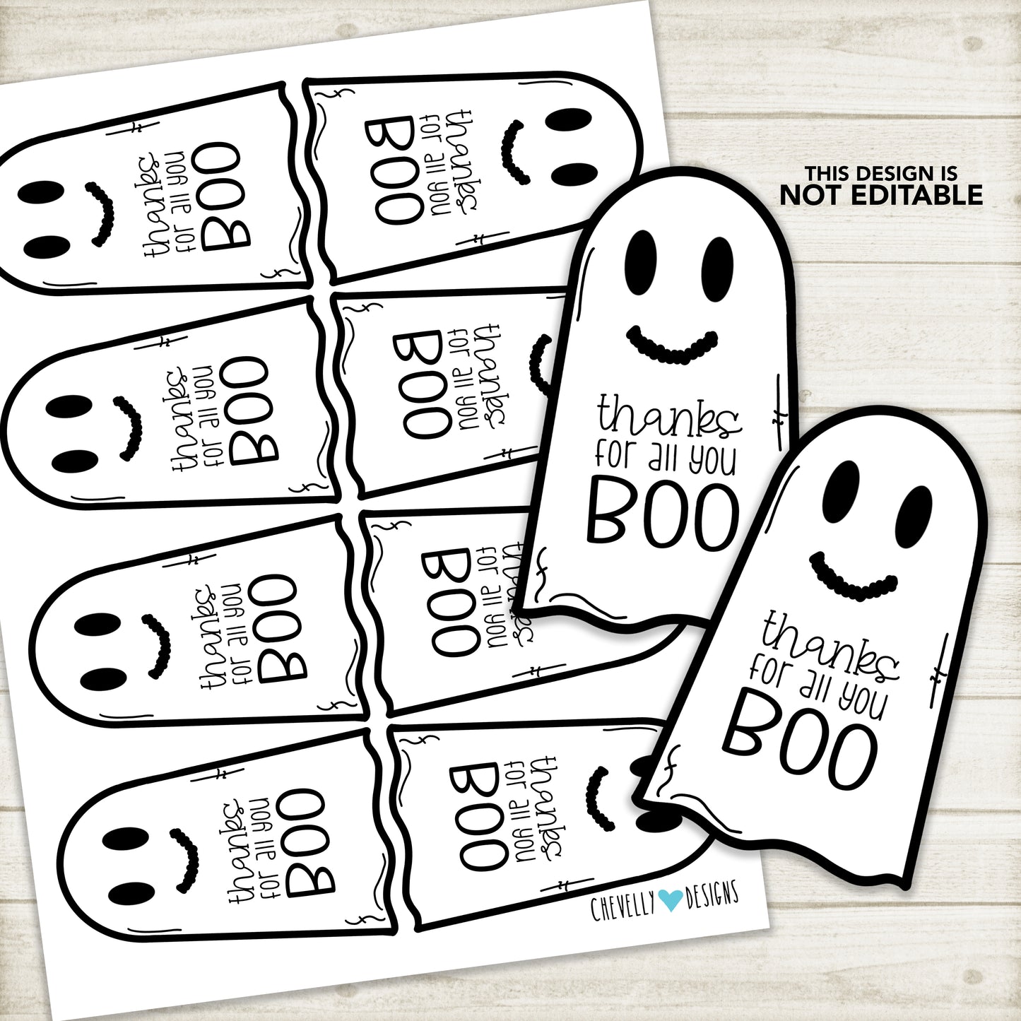 Printable - Thanks for all you BOO Ghost Gift Tags for Halloween - Instant Digital Download