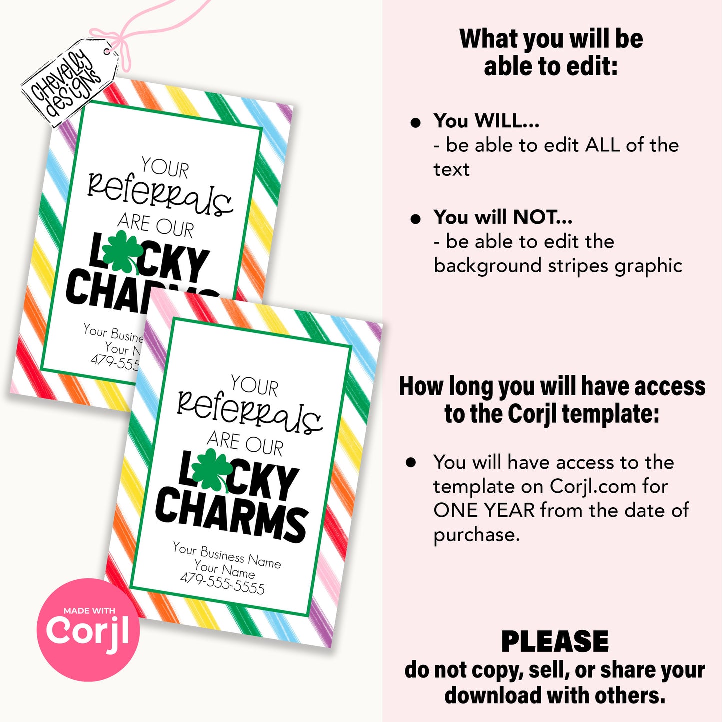 Editable - Your Referrals are our Lucky Charms, St. Patrick's Day Referral Marketing Gift Tags, Printable Digital File