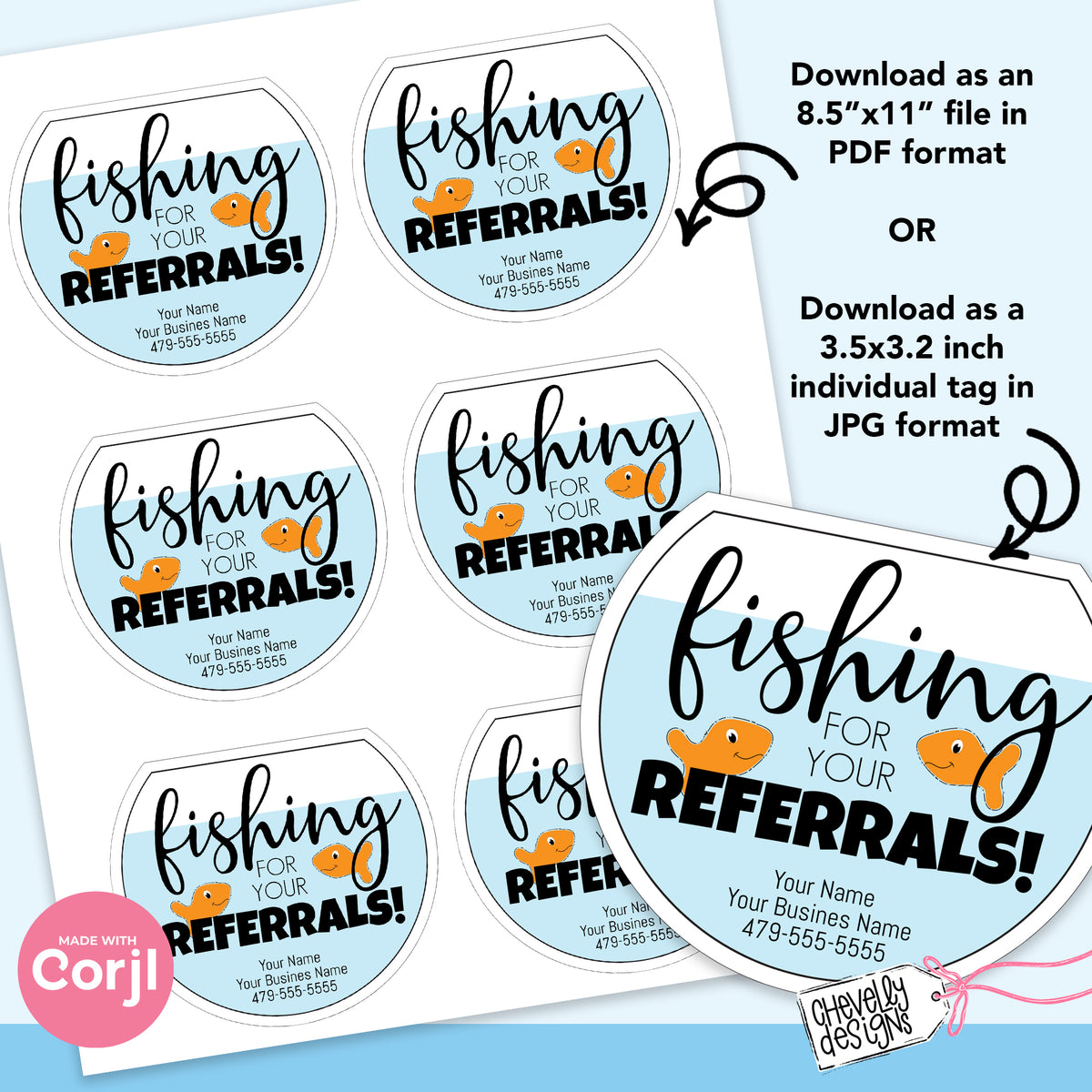 Editable Fishing for Your Referrals Gift Tags - fishbowl, ocean, fish ...