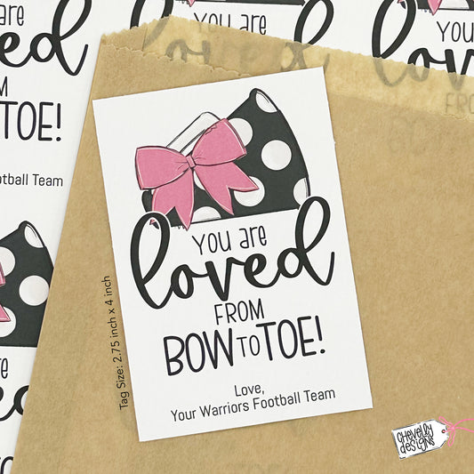 Editable - Gift Tags for Cheerleaders - Pink, White, Black Cheer Bow Megaphone - Printable Digital File