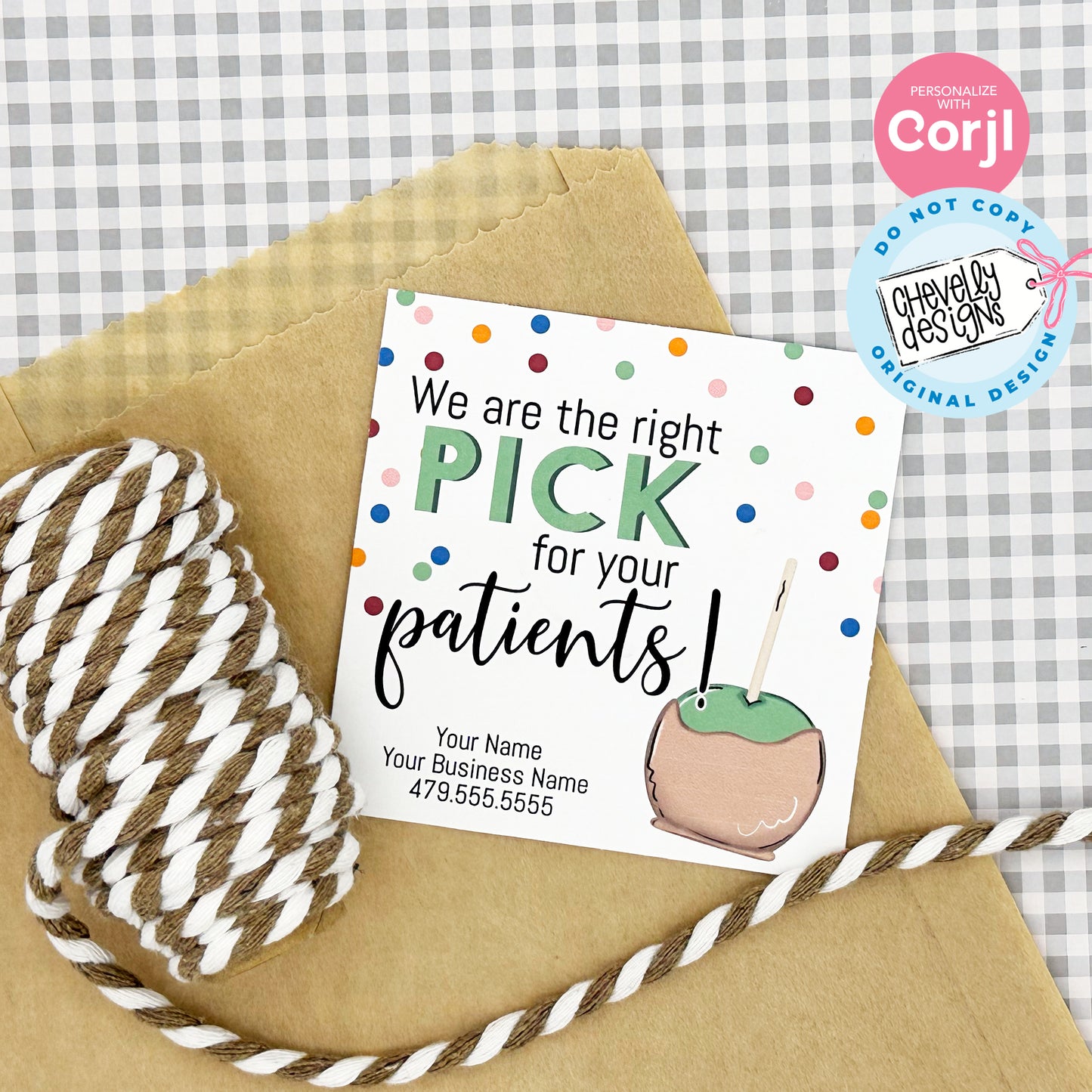 EDITABLE -  We Are The Right Pick For Your Patients - Caramel Apple Gift Tags - Business Referral Marketing - Printable Digital File