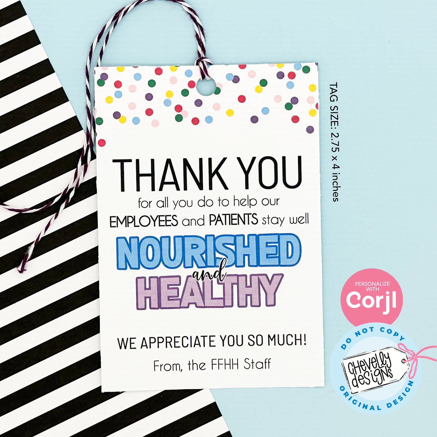 EDITABLE - Food Service Worker Appreciation Gift Tag - Printable Digital File