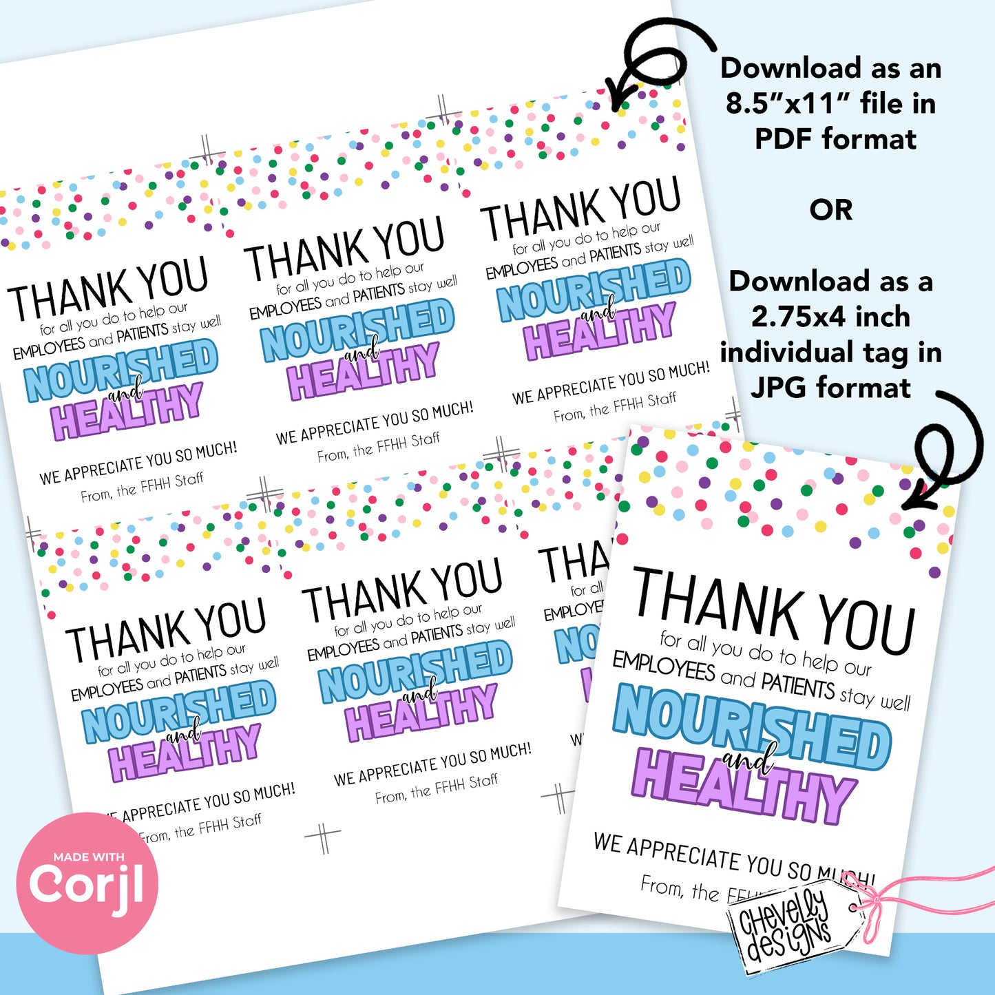 EDITABLE - Food Service Worker Appreciation Gift Tag - Printable Digital File