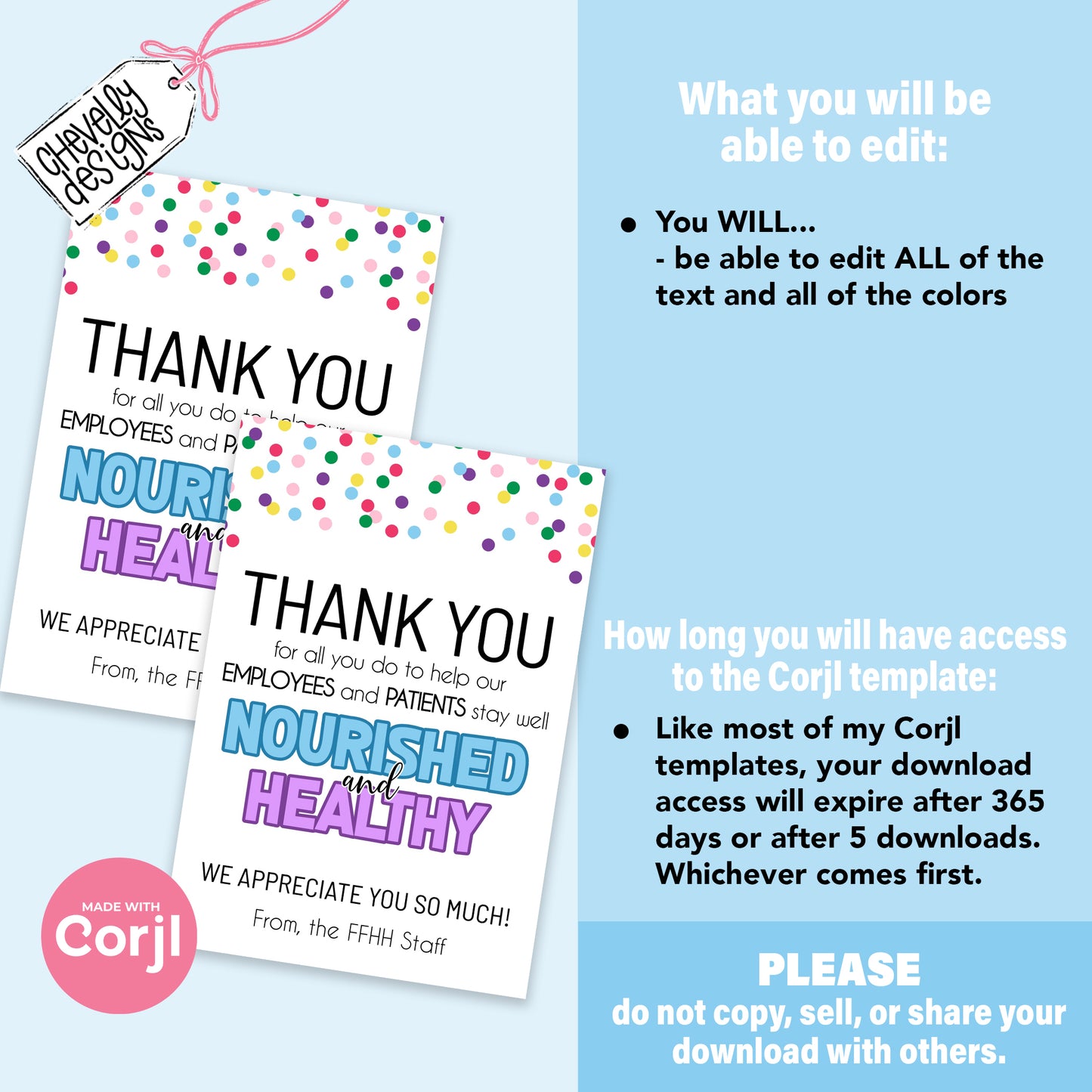 EDITABLE - Food Service Worker Appreciation Gift Tag - Printable Digital File