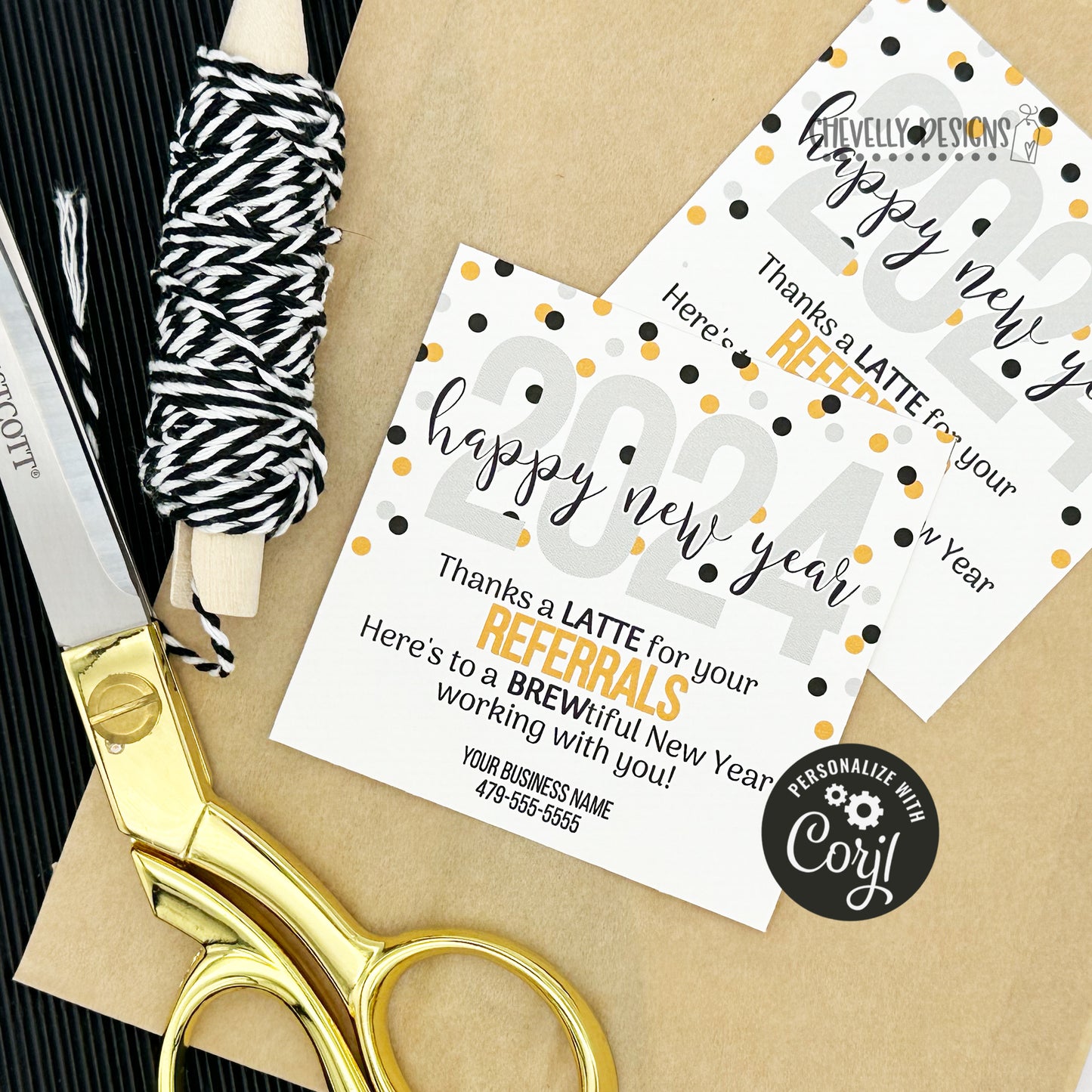Editable - 2024 Happy New Year Referral Marketing Gift Tags - Printable Digital File