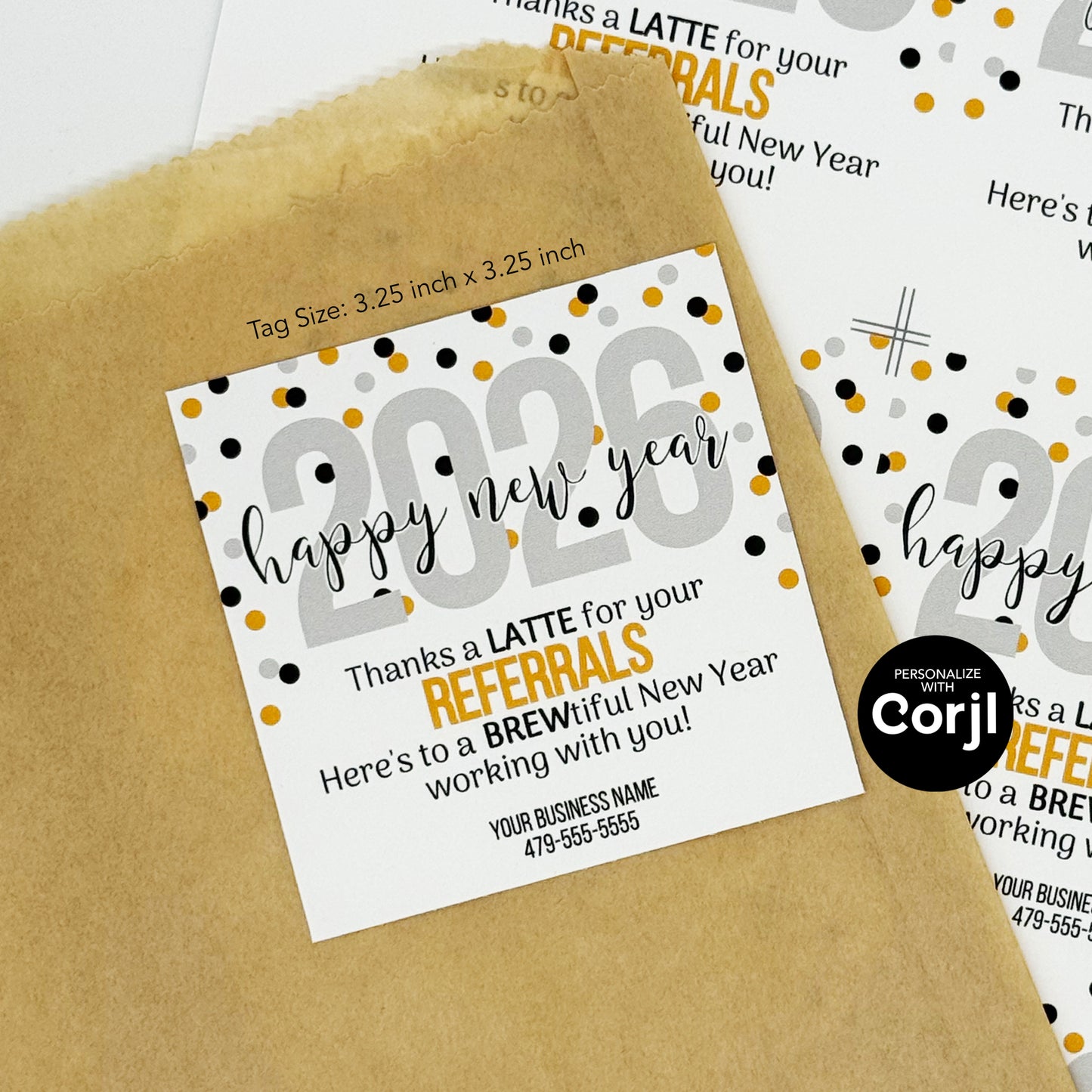 Editable - 2026 Happy New Year Referral Marketing Gift Tags - Printable Digital File