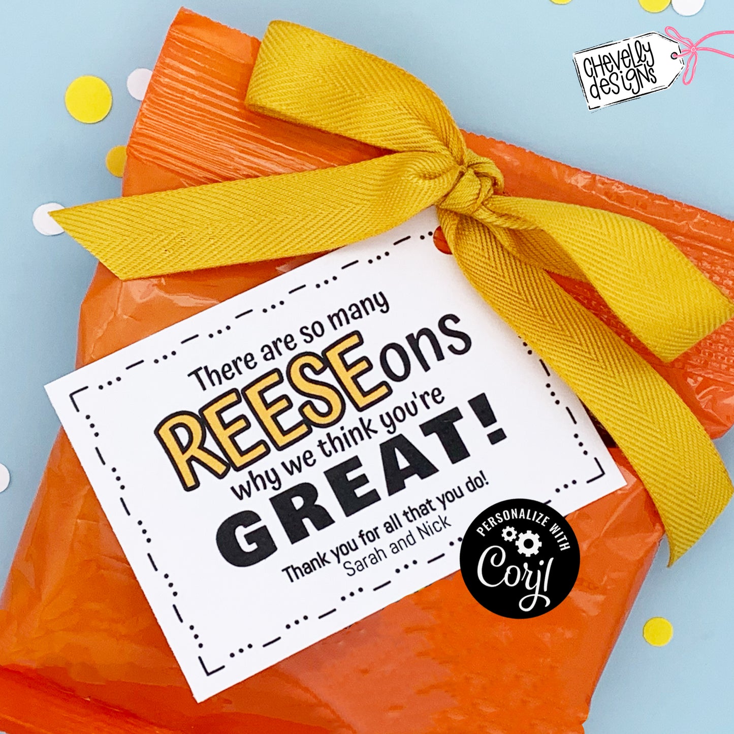 Editable -  We Think You're Great - Peanut Butter Cup Appreciation Gift Tags - Printable Digital File