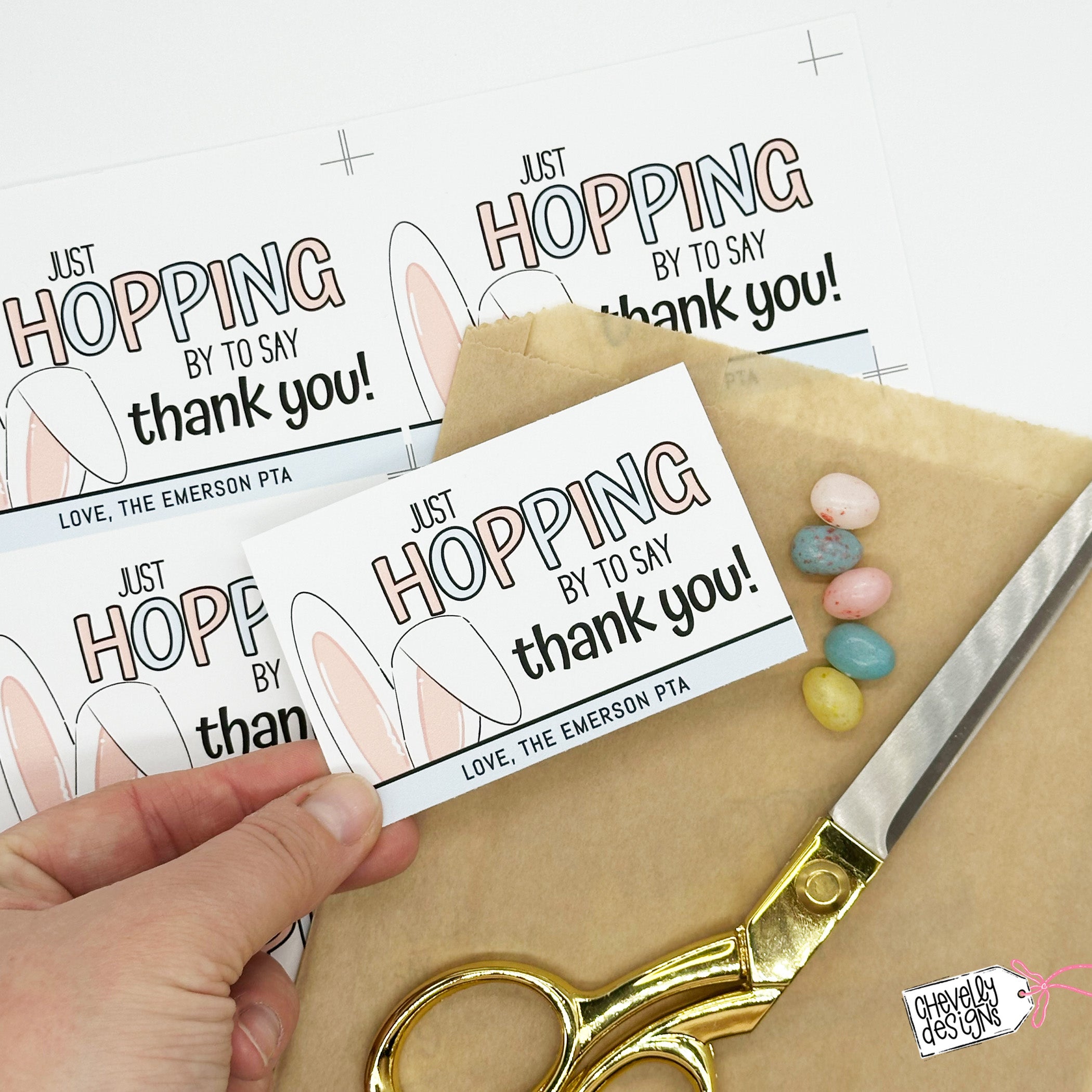 editable - just hoppingto say thank you - easter bunny