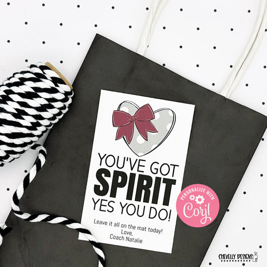 Editable - You've Got Spirit Yes You Do - Gift Tags for Cheerleaders - Maroon Silver Gray - Printable Digital File