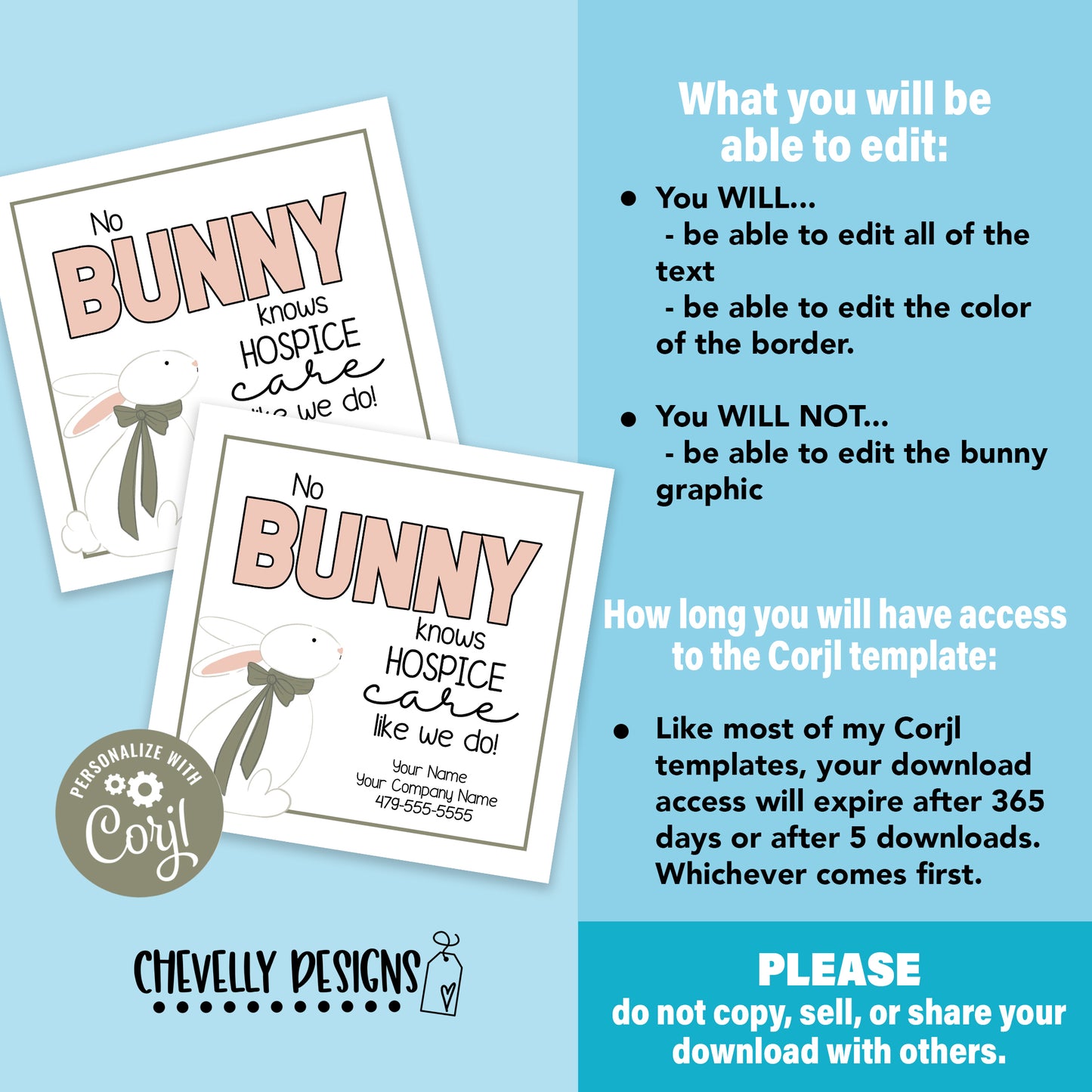 Editable - No Bunny Knows Hospice Like We Do - Easter Referrals Gift Tags - Printable  Digital File