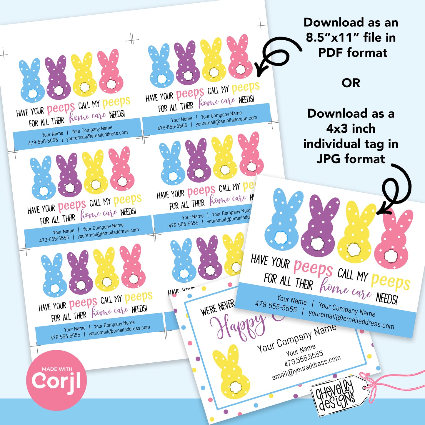 Editable - Call My Peeps for Home Care Needs - Easter Referral Gift Tags - Printable  Digital File