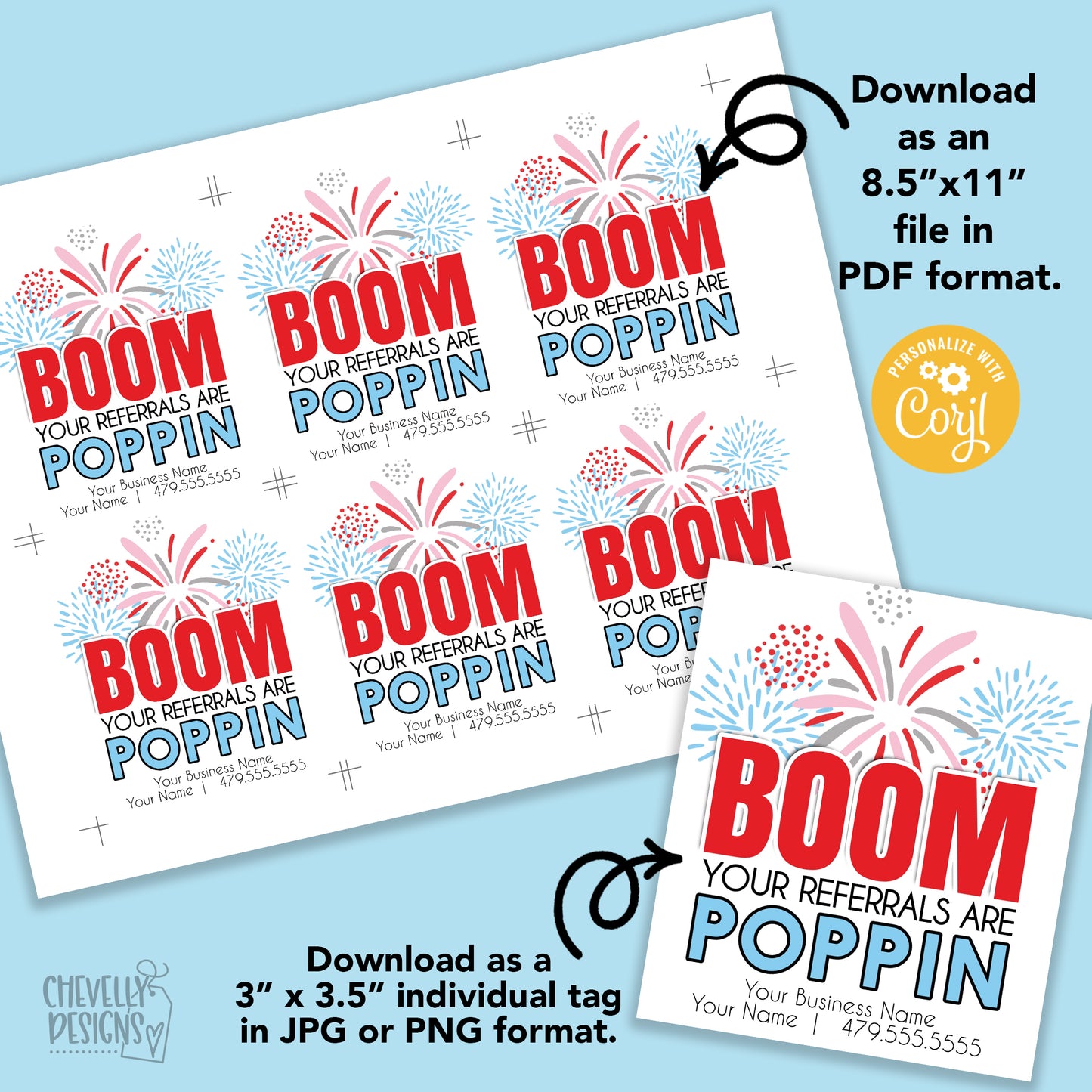 Editable - BOOM You're Referrals are Poppin - Business Marketing - Printable Digital File