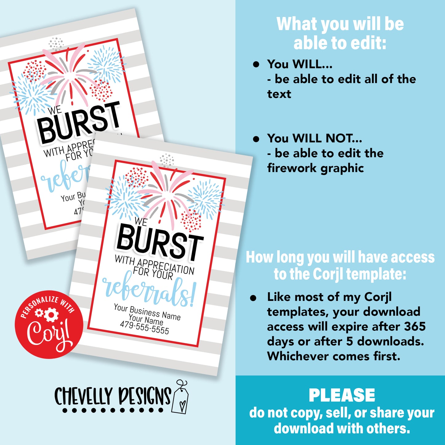 Editable - Bursting with Appreciation for Your Referrals - Business Marketing Gift Tags - Printable Digital File