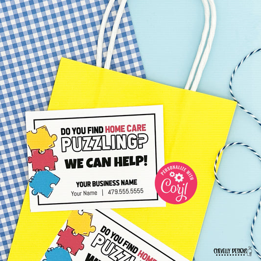 EDITABLE - Do You Find Home Care Puzzling - Printable Business Marketing Tags