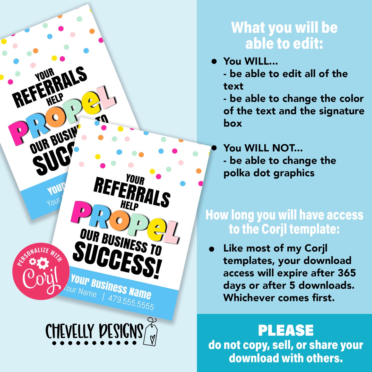 EDITABLE - Your Referrals Propel our Business - Printable Business Marketing Tags