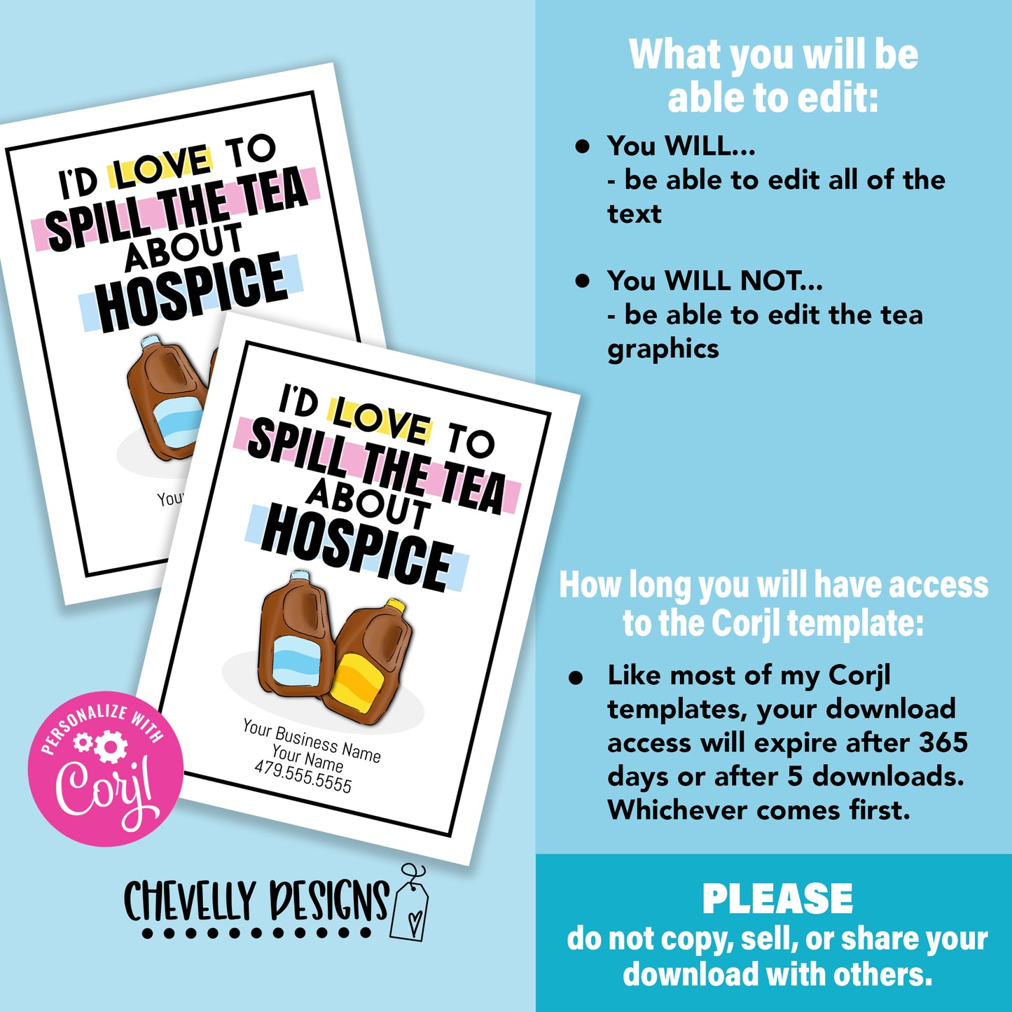 EDITABLE - Spill the Tea - Business Referral Gift Tags for a Jug of Tea - Printable Digital File