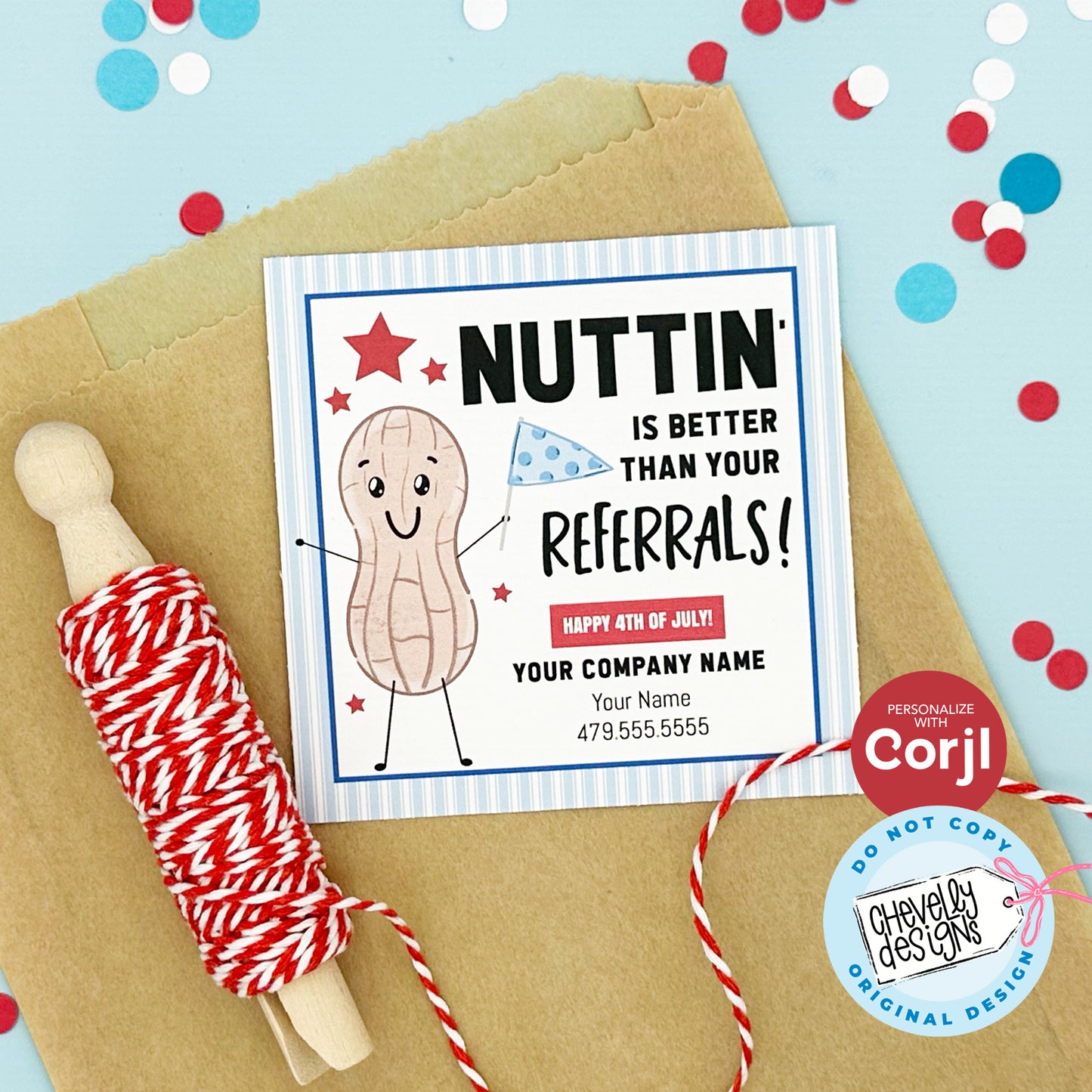 EDITABLE - Nuttin is better than your referrals - Patriotic Business Marketing Gift Tag - 4th of July - Printable Digital File