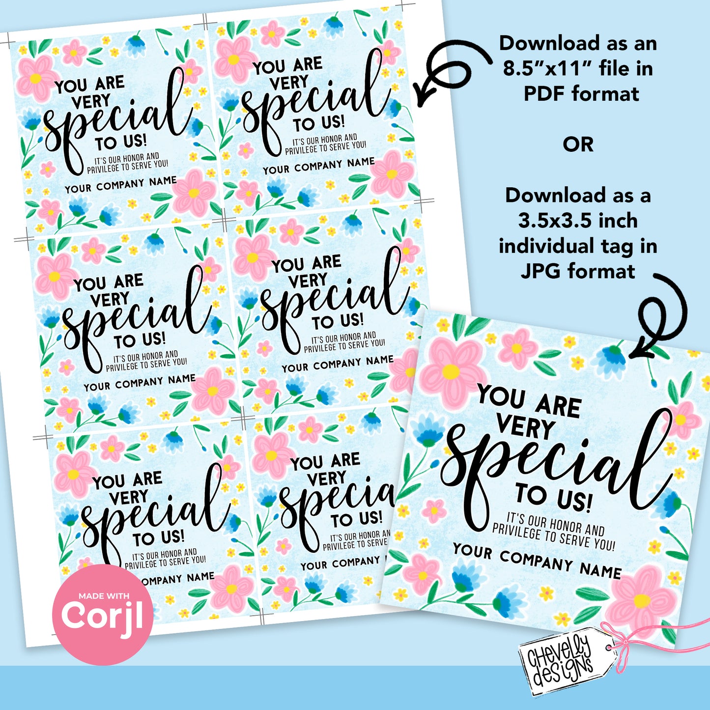 EDITABLE - You are special to us - Client Appreciation - Referral Marketing Gift Tag - Printable Digital File