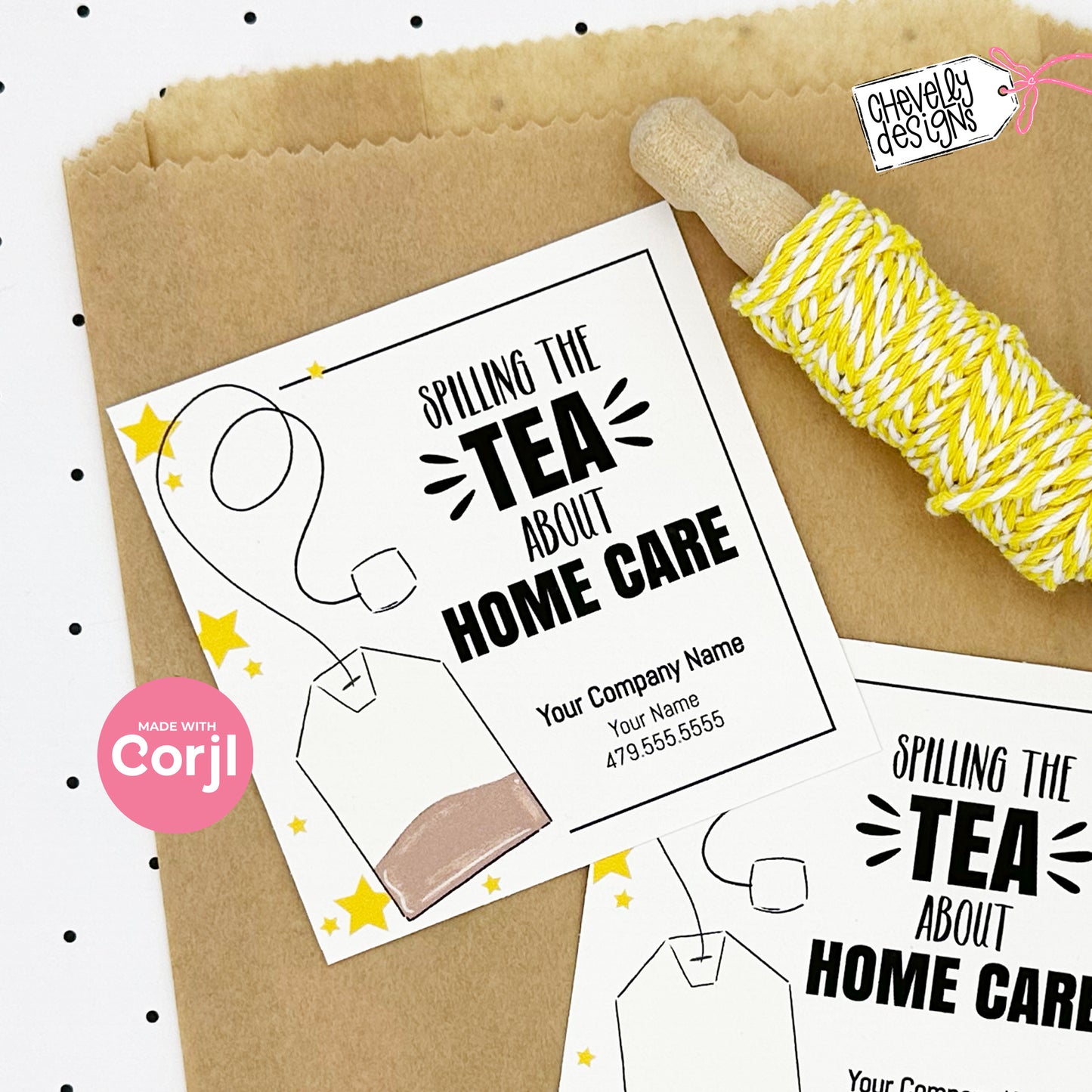 EDITABLE - Spilling the Tea about Home Care - Referral Marketing Gift Tag - Printable Digital File