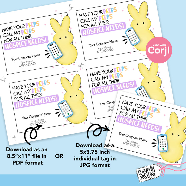 EDITABLE - Call my peeps for all your hospice needs - Easter Business ...