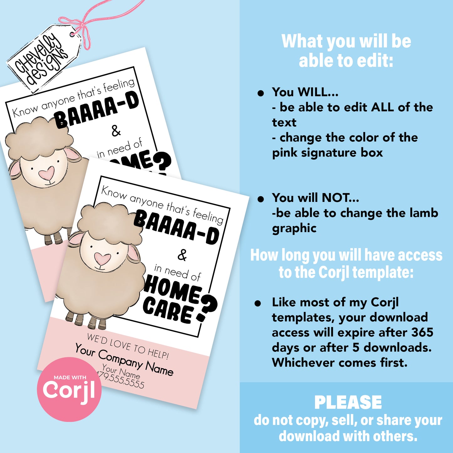 EDITABLE - Feeling Baaa-d and need Home Care - Easter Sheep Referral Gift Tag - Printable Digital File